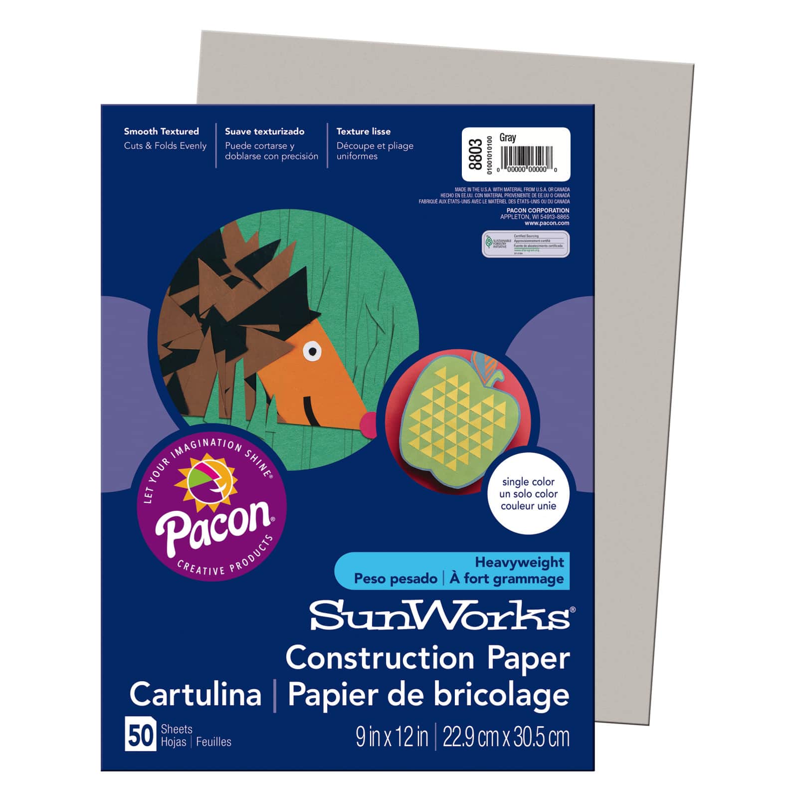 Pacon SunWorks Construction Paper, 20 Sheets, 9&#x22; x 12&#x22;, Gray