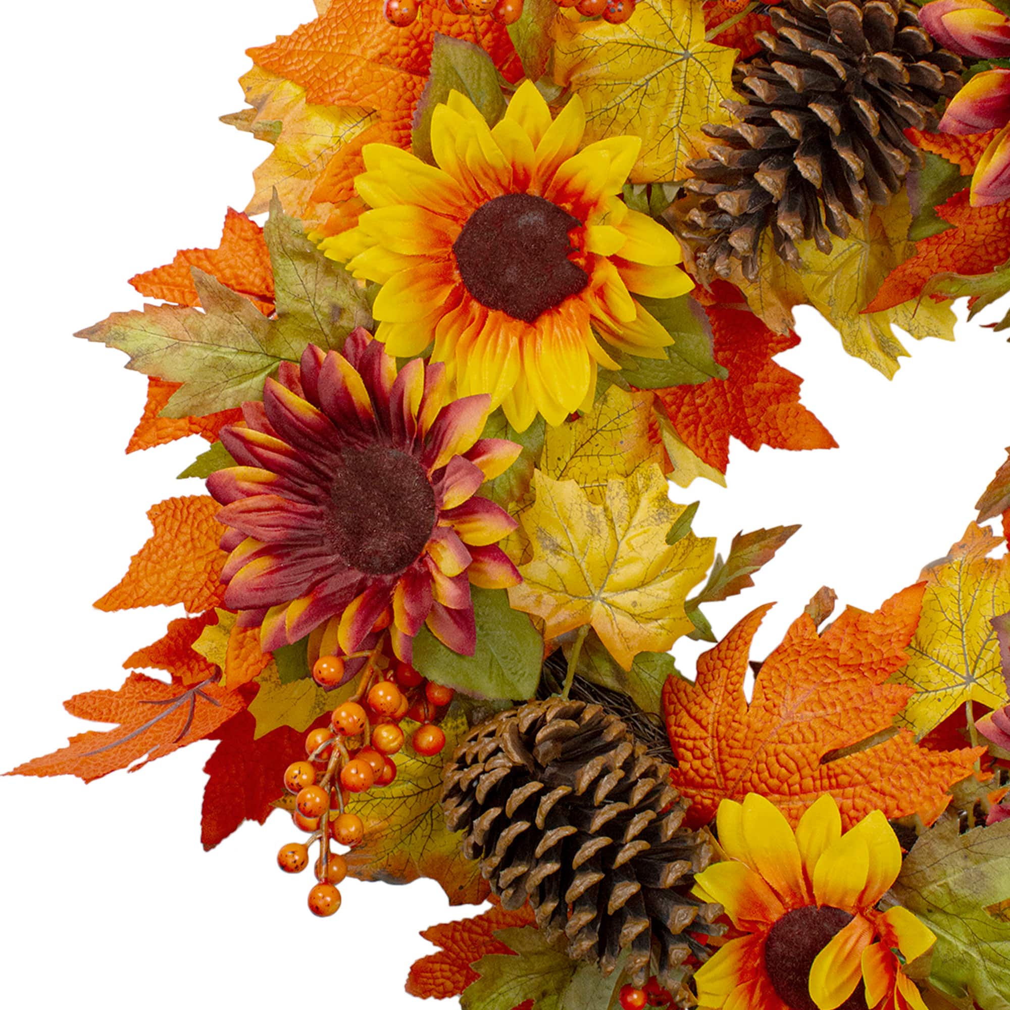 24&#x22; Sunflower &#x26; Pinecone Fall Wreath