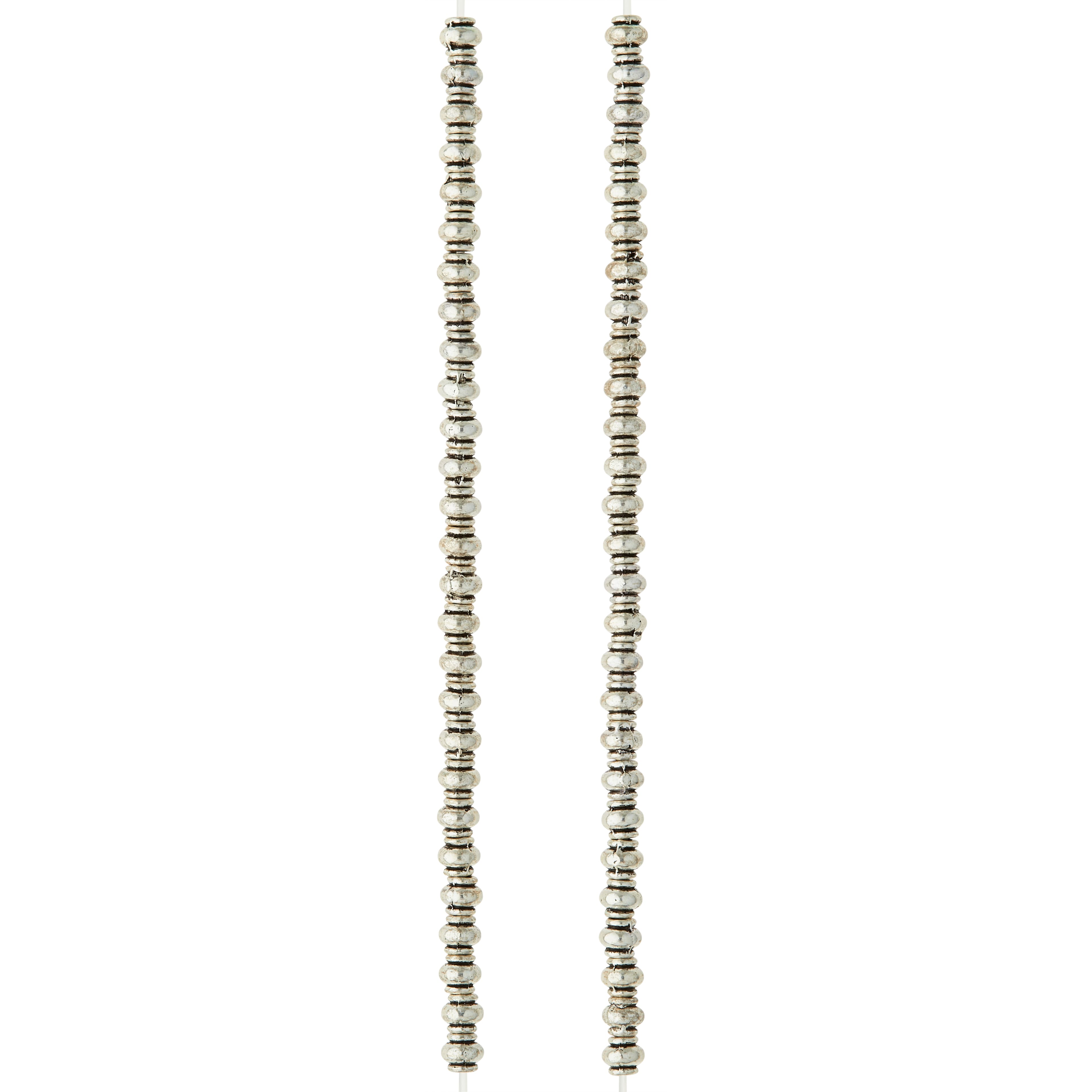 12 Pack: Silver Plated Smooth Rondelle Beads, 4mm by Bead Landing™