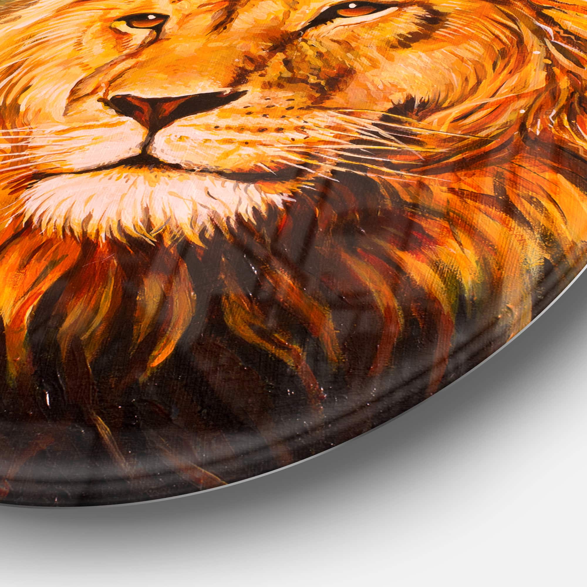 Designart - The Lion of Judah&#x27; Animal Circle Metal Wall Art