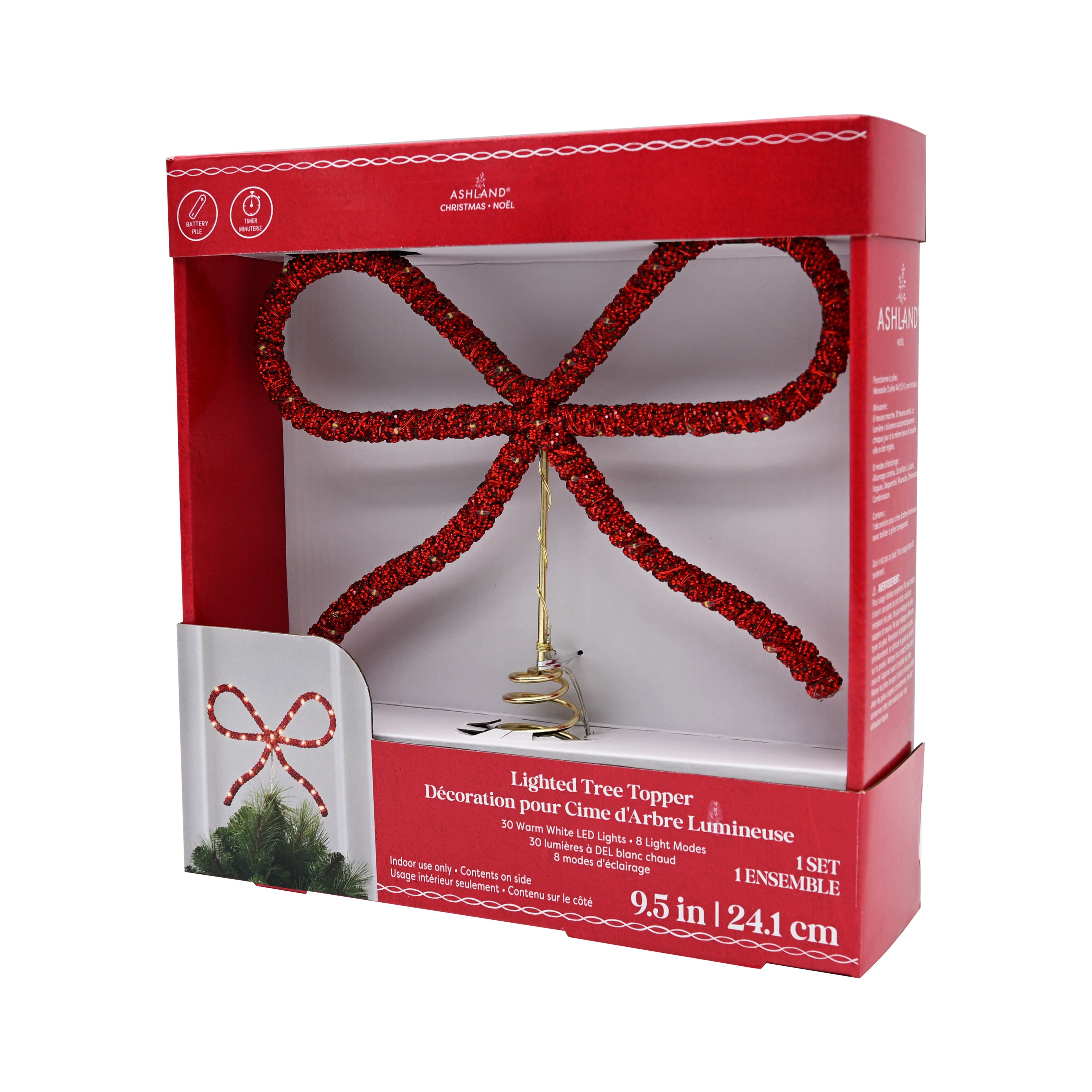 9.5&#x22; Red Rhinestone Bow Lighted Tree Topper by Ashland&#xAE;