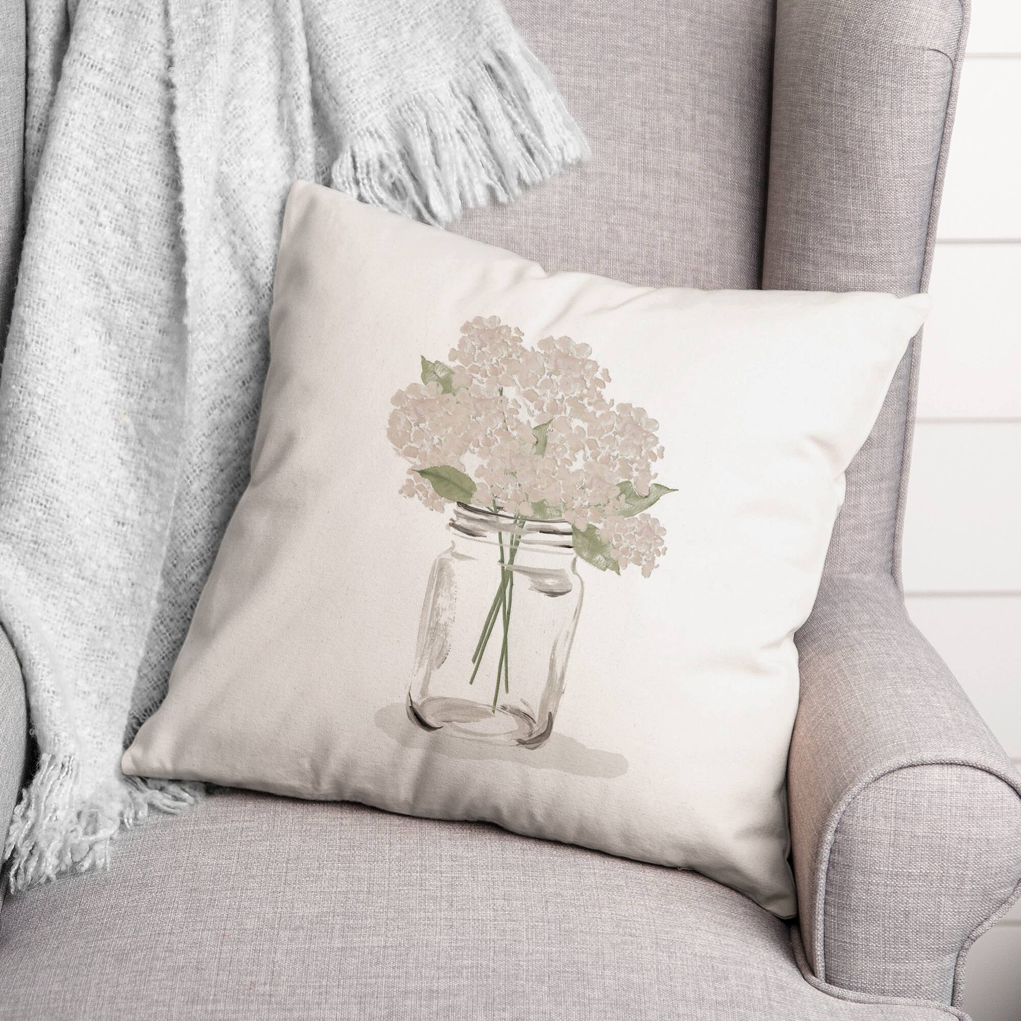 Hydrangea Still Life 18" x 18" Throw Pillow