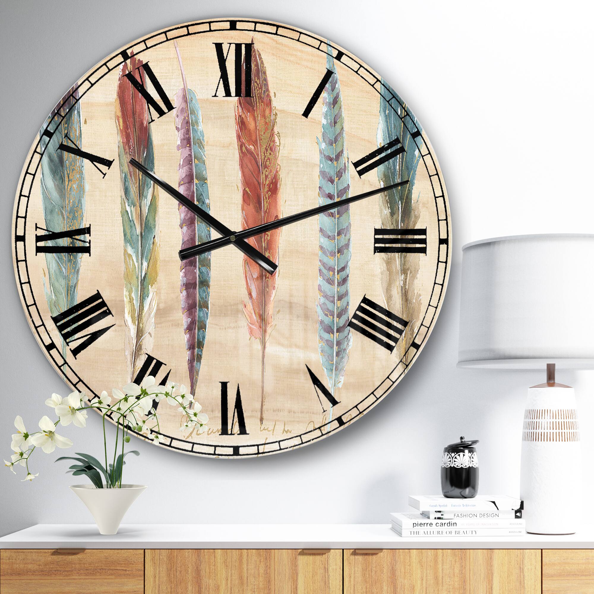 Designart Feathers Wall Clock