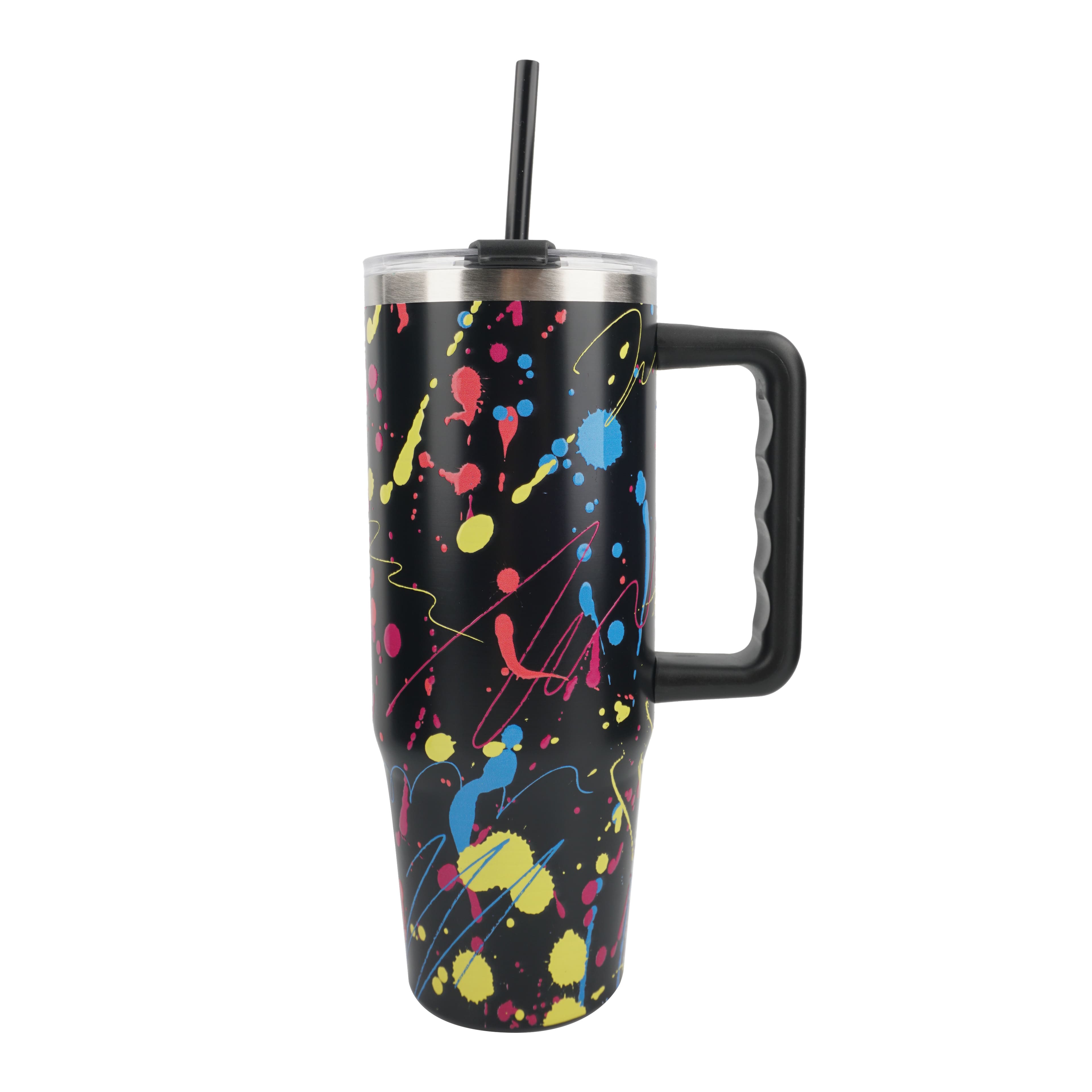 30oz. Black Splatter Stainless Steel Insulated Tumbler by Celebrate It&#x2122;