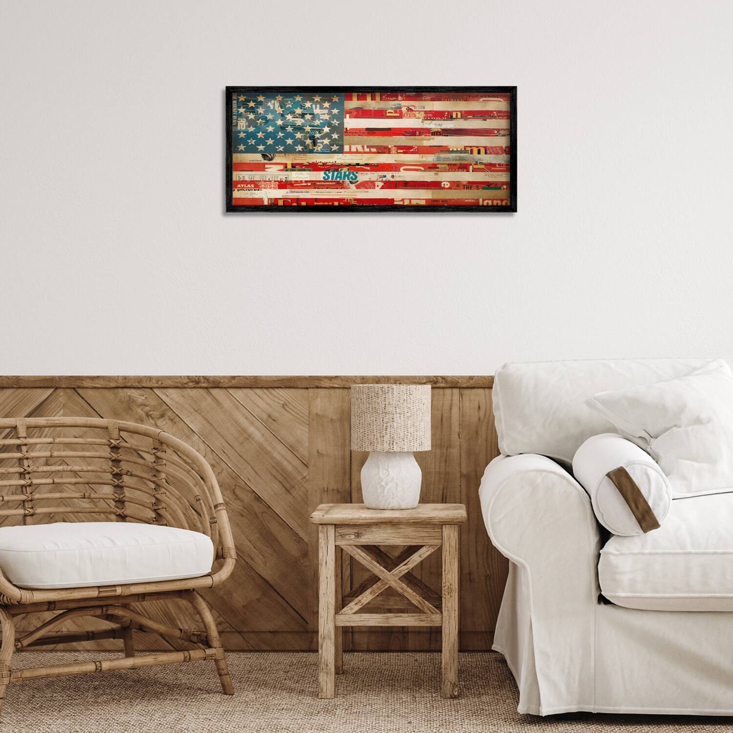 Stupell Industries Patriotic Collaged Flag Framed Giclee Art