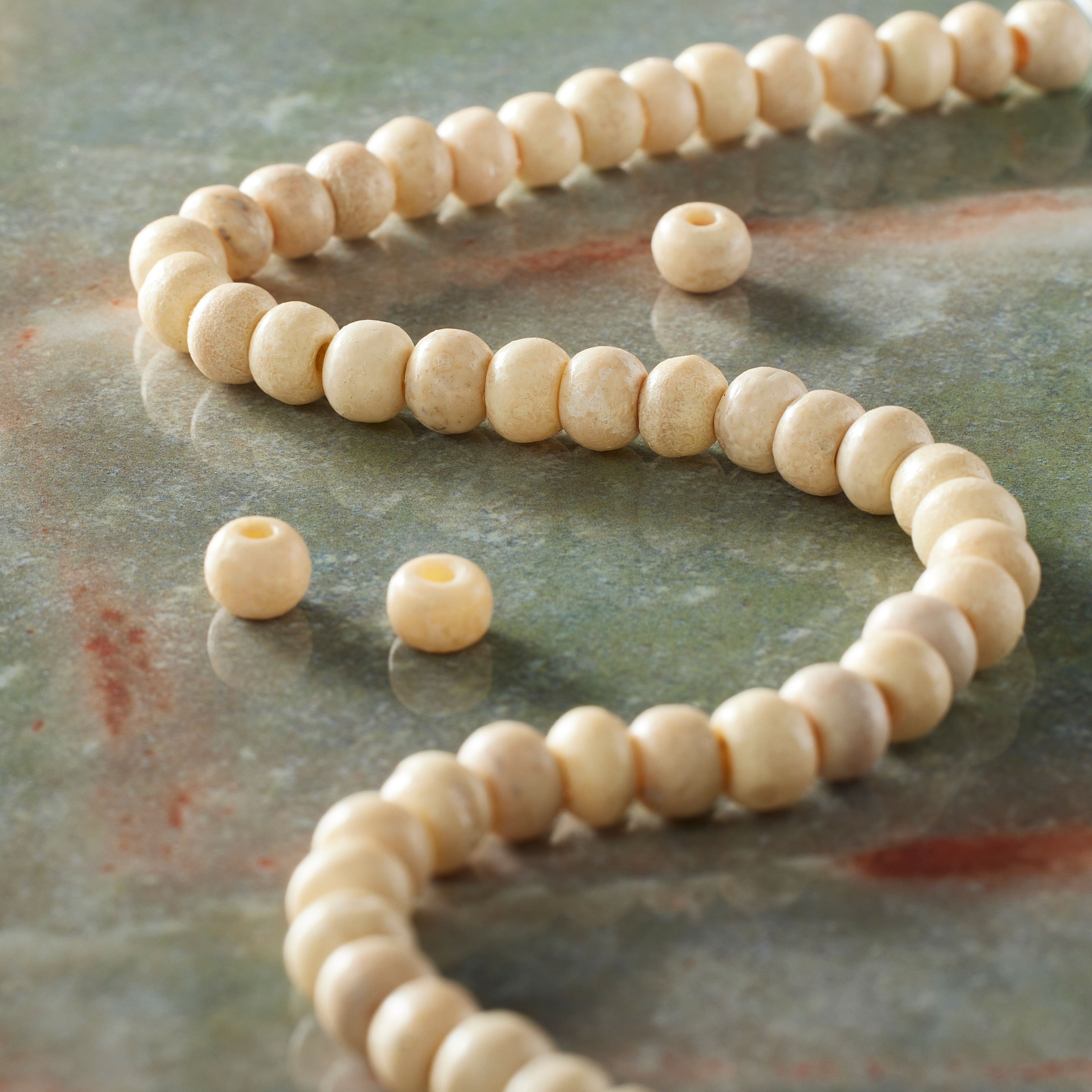 12 Pack: Natural White Bone Round Beads by Bead Landing&#xAE;