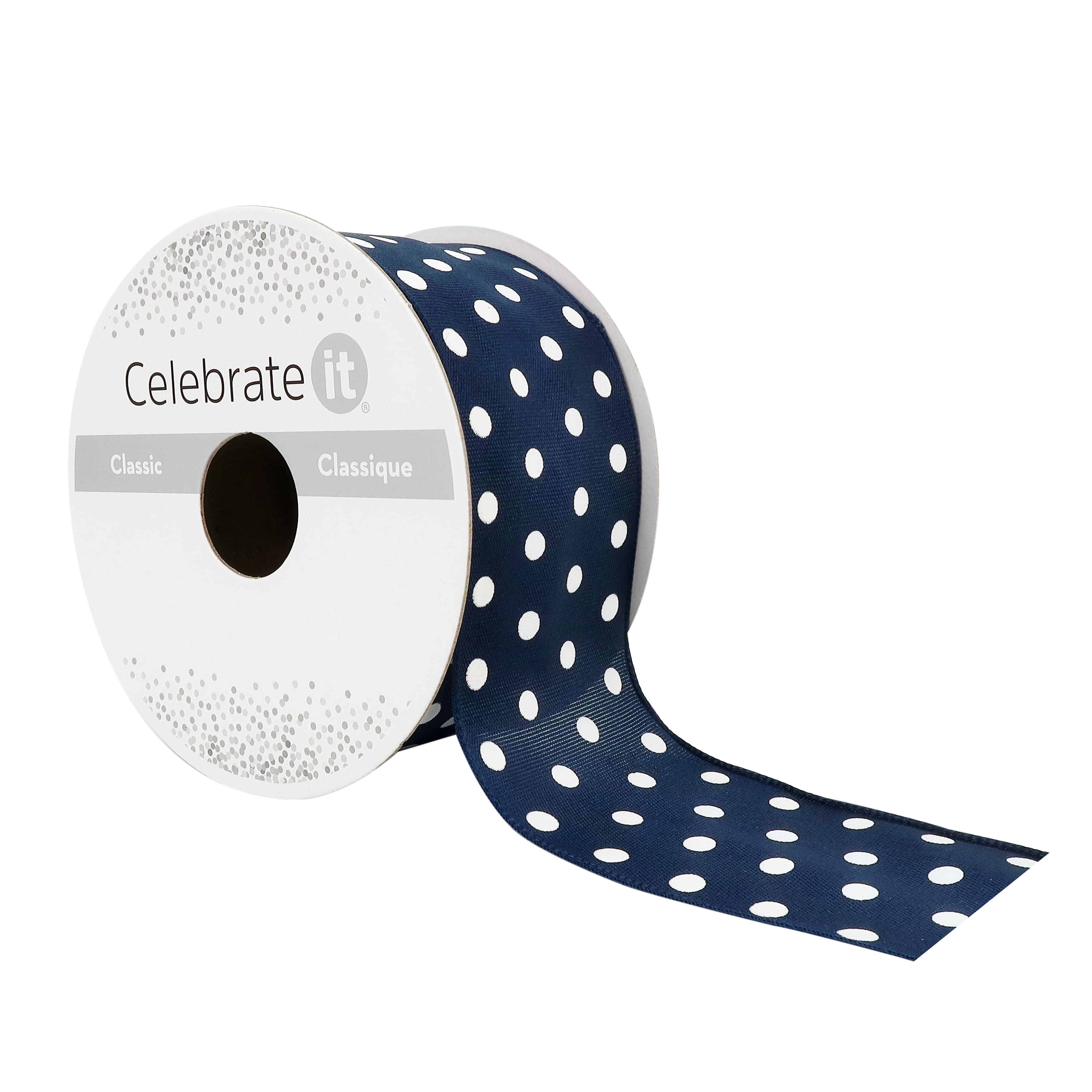 1.5 x 3yd. Sheer Wired Polka Dot Ribbon by Celebrate It™