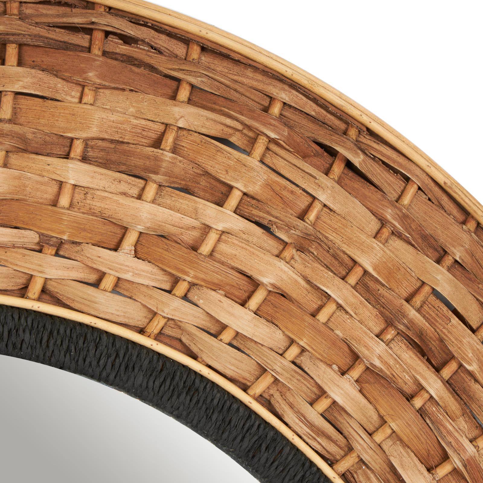 Brown Seagrass Handmade Wall Mirror with Black Inner Frame