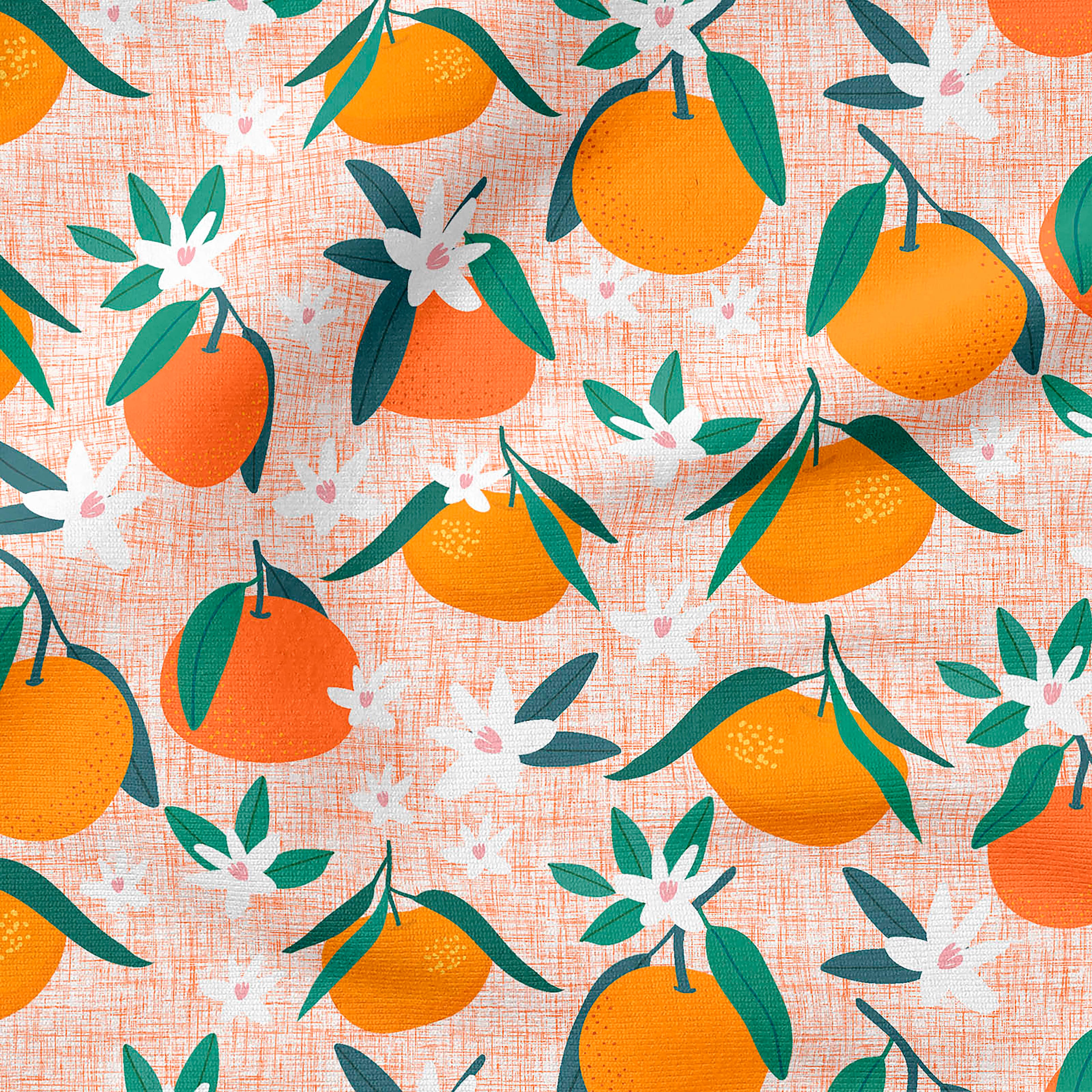 Madcap Cottage Prints Charming Orange Blooms Cotton Fabric