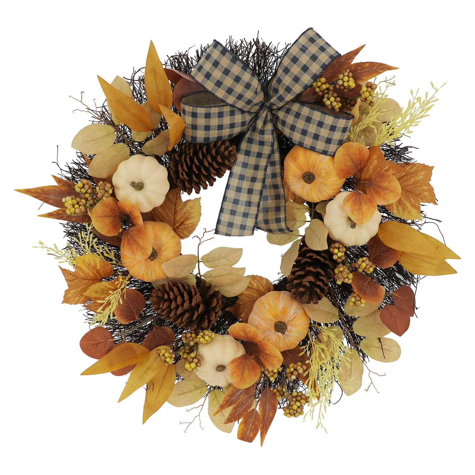 24" Designer Premium Floral Pumpkin & Pinecone Wreath by Ashland®