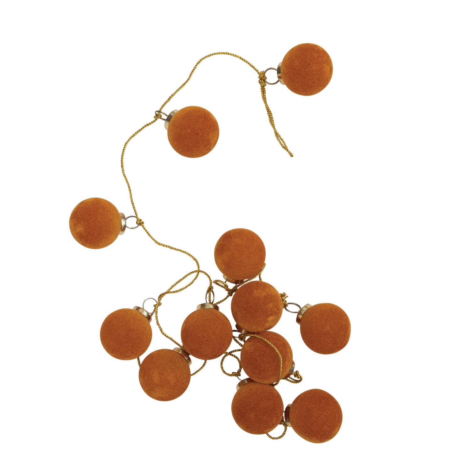 Hello Honey® 6ft. Butterscotch Flocked Glass Ball Ornament Garland with Gold Cord