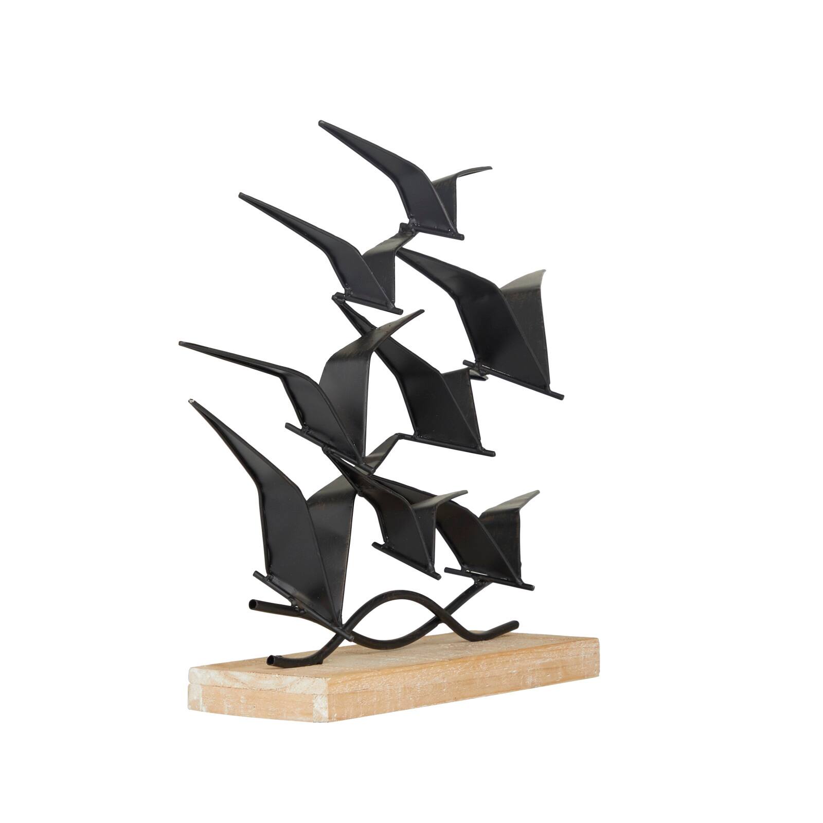 Black Metal Coastal Birds Sculpture, 14&#x22; x 19&#x22; x 4&#x22;