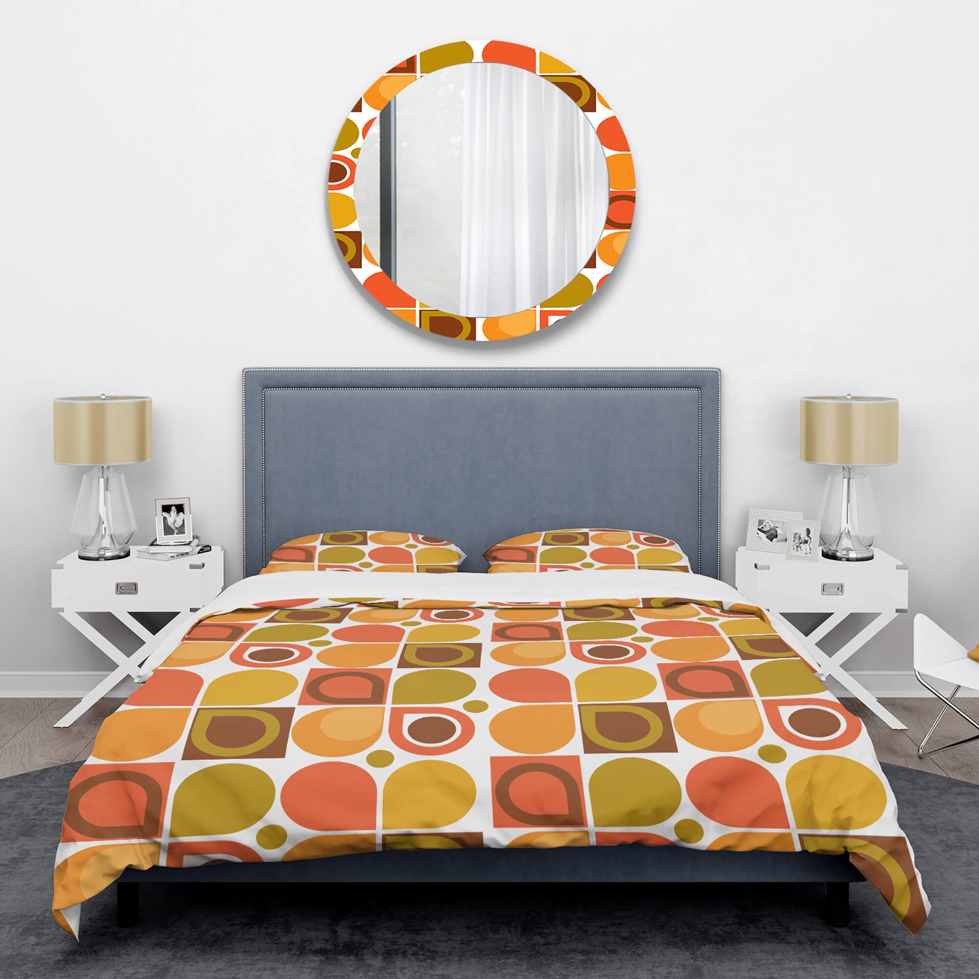 Designart &#x27;Abstract Retro Geometric Pattern VI&#x27; Mid-Century Duvet Cover Set
