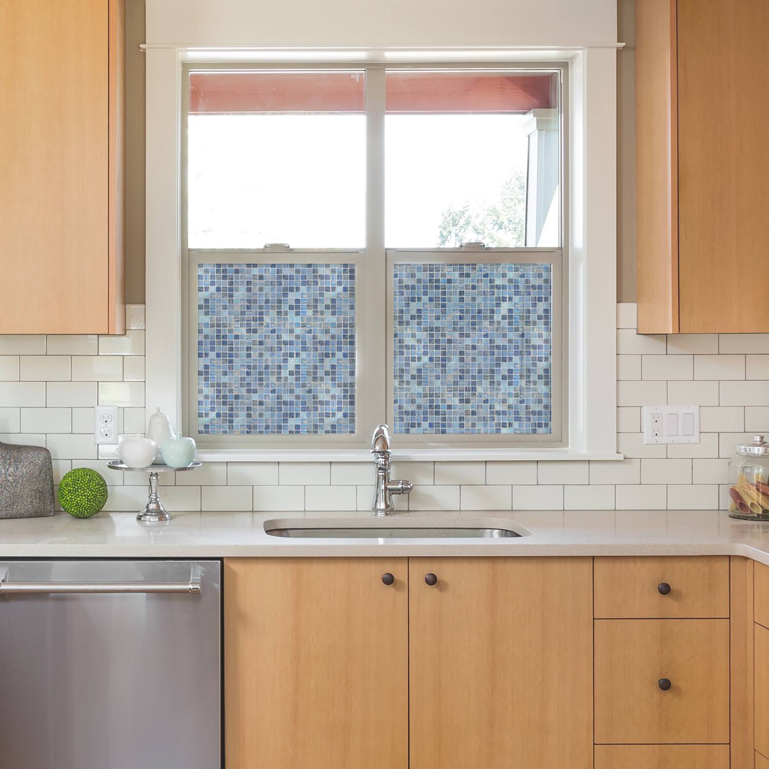 RoomMates Blue Mosaic Privacy Window Film