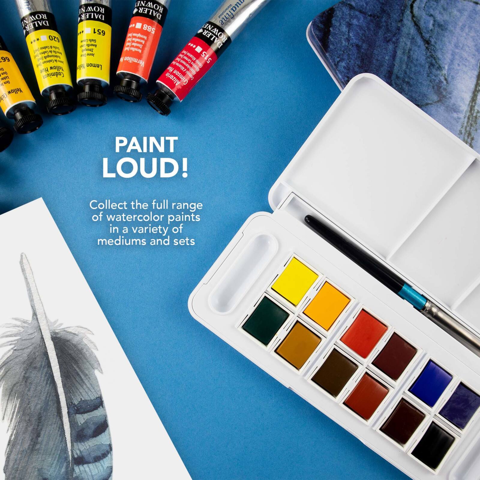Daler-Rowney® Aquafine Half Pan Travel 12 Color Watercolor Set