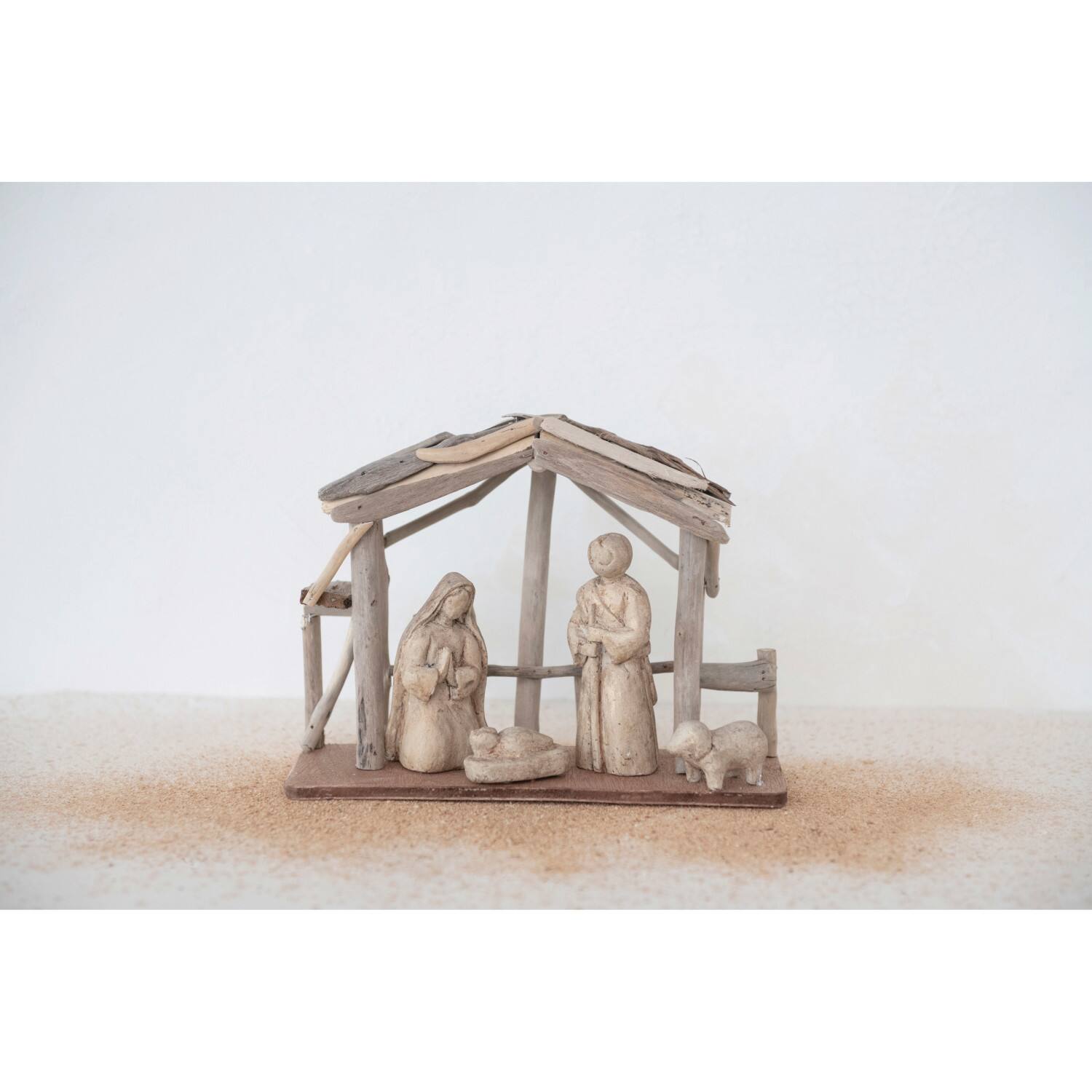 Hello Honey® 10" Recycled Handmade Driftwood Nativity Christmas Décor