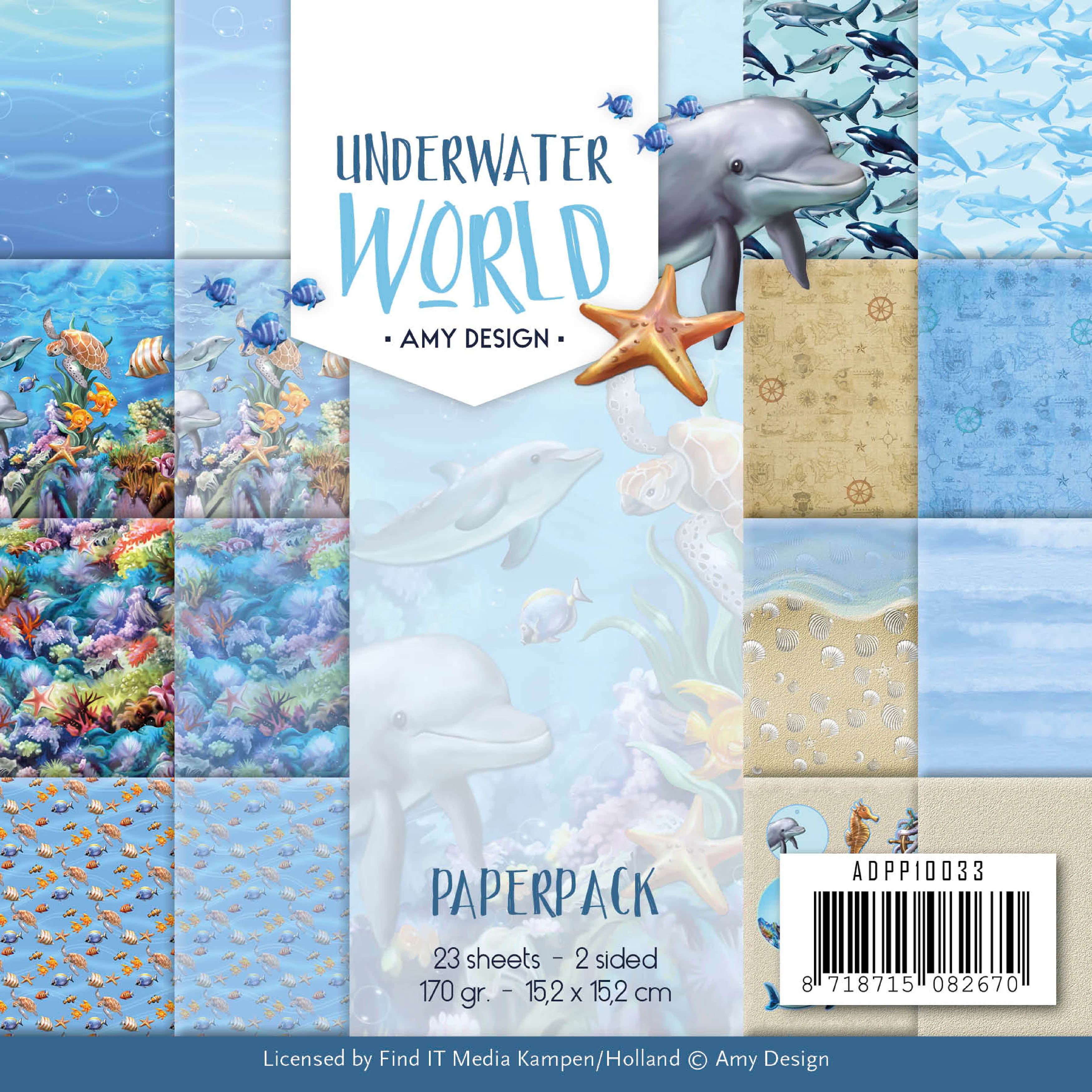 Find It Trading Amy Design Paper Pack 6&#x22;X6&#x22; 23/Pkg-Underwater World, Double-Sided