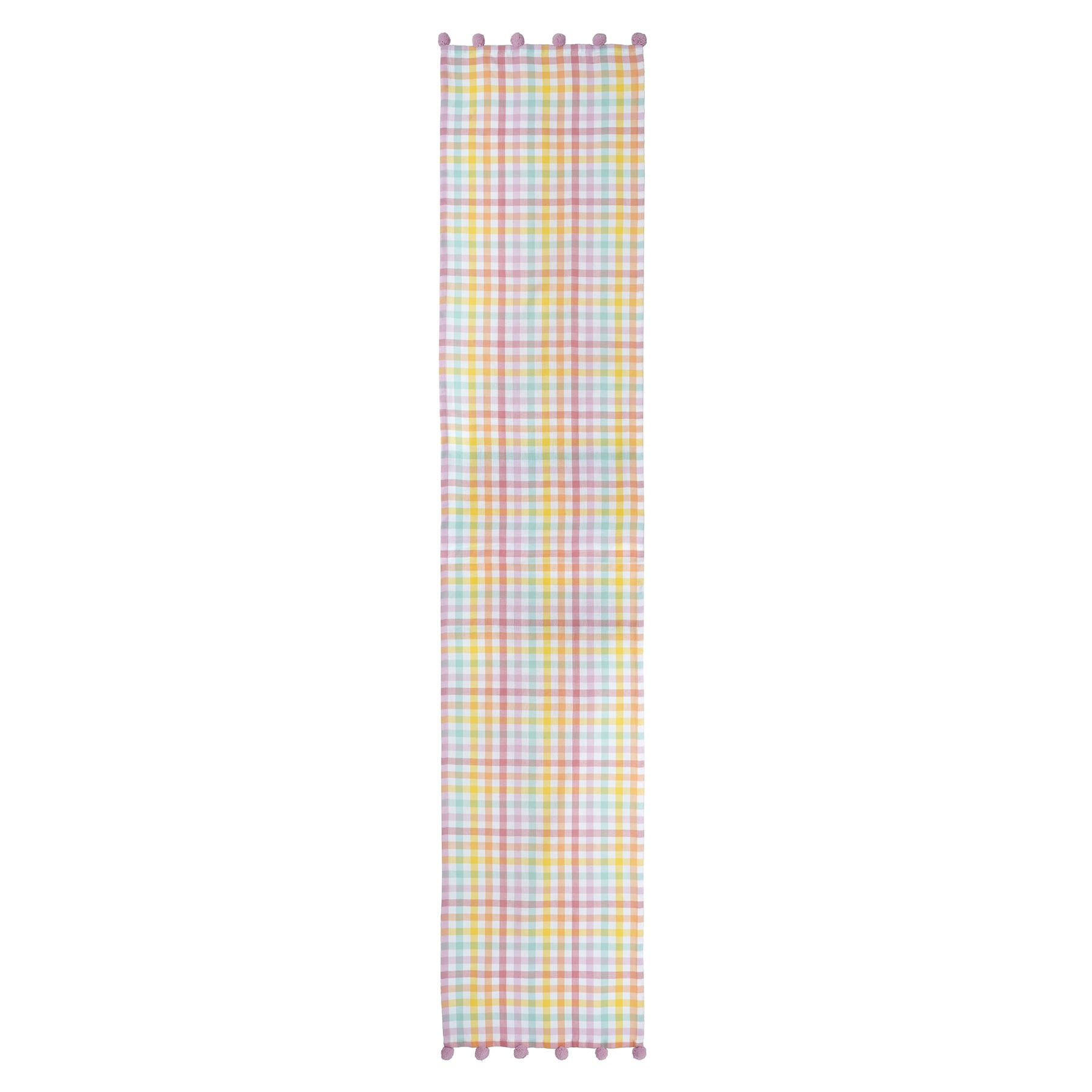 14&#x22; x 72&#x22; Plaid Table Runner with Pom Poms by Ashland&#xAE;