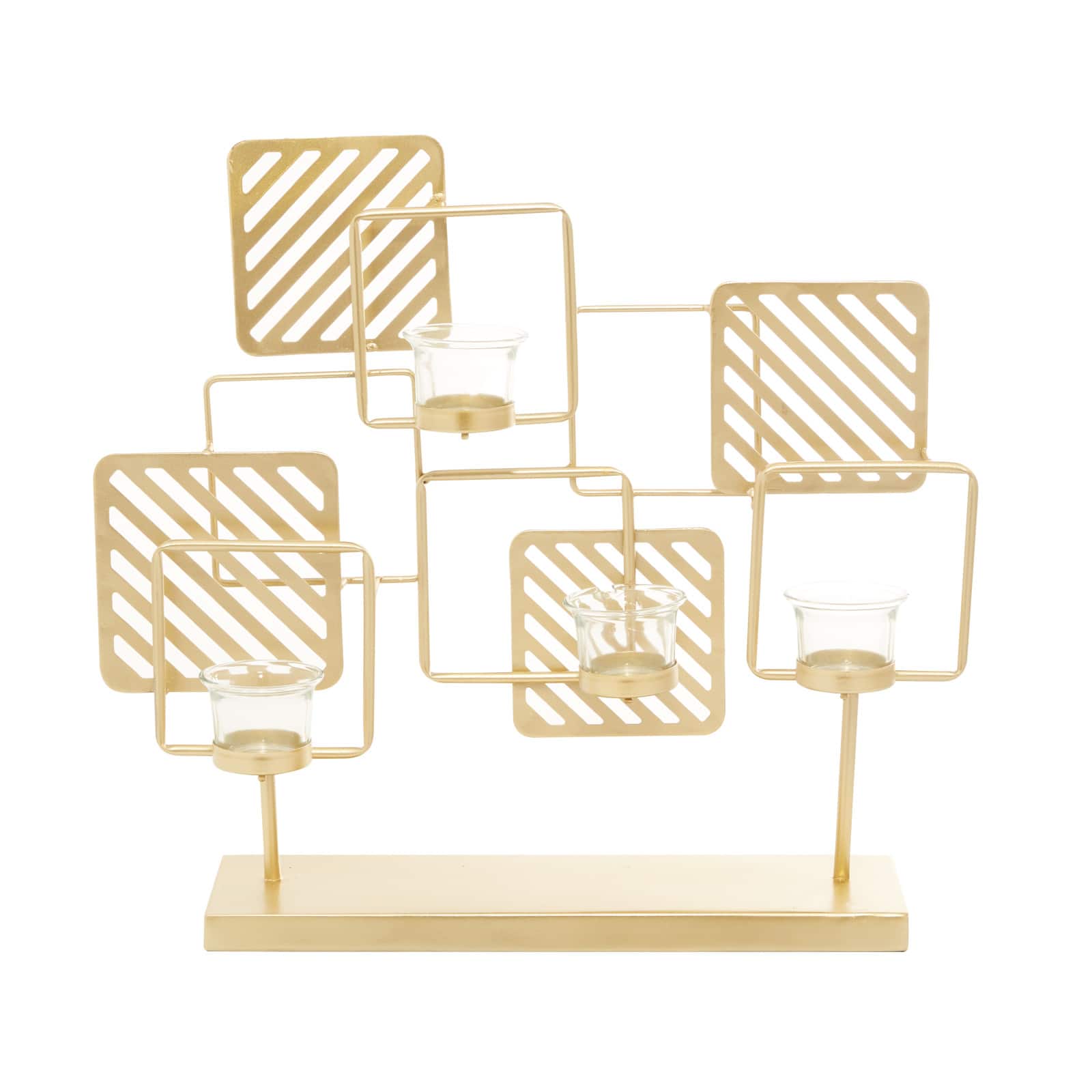 Gold Metal Contemporary Candelabra, 16&#x22; x 18&#x22; x 5&#x22;