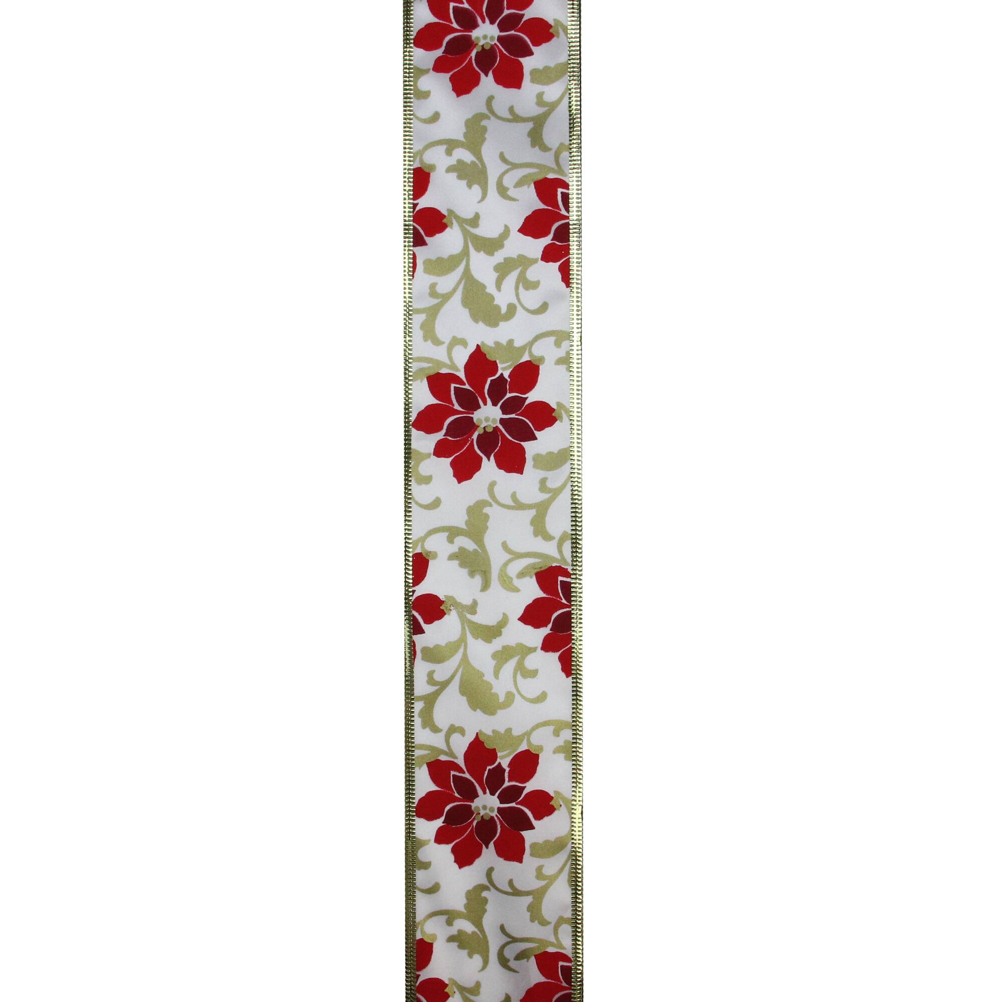 2.5&#x22; x 10yd. Wired Poinsettia Christmas Craft Ribbon, 12ct.