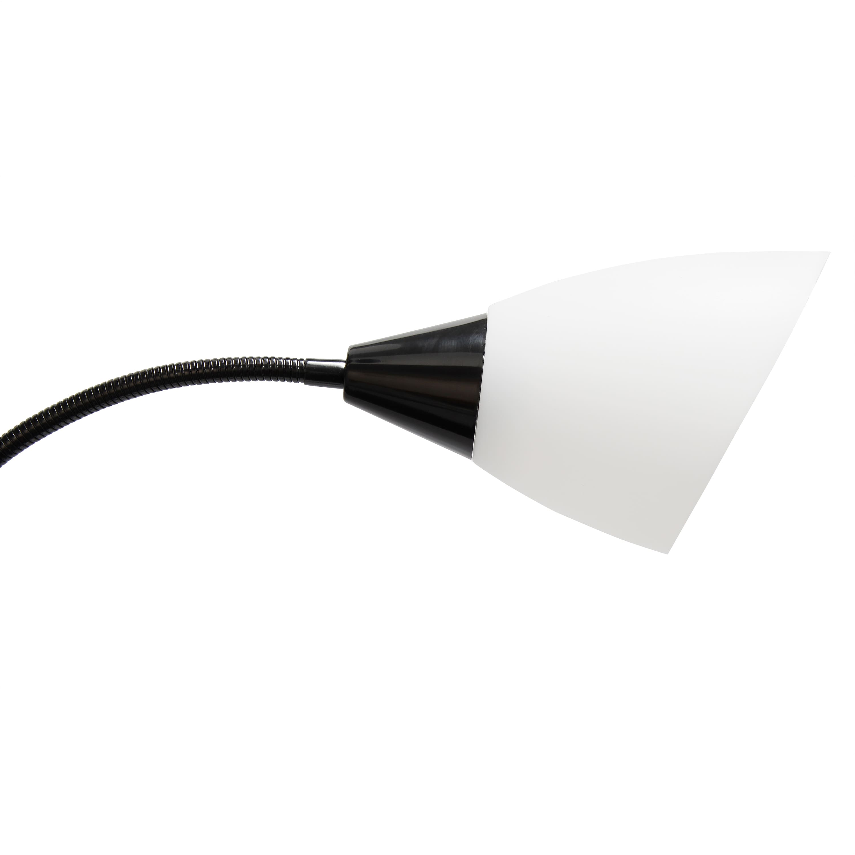 Simple Designs&#x2122; 5.5ft. 5-Light Gooseneck Black Floor Lamp with White Shades