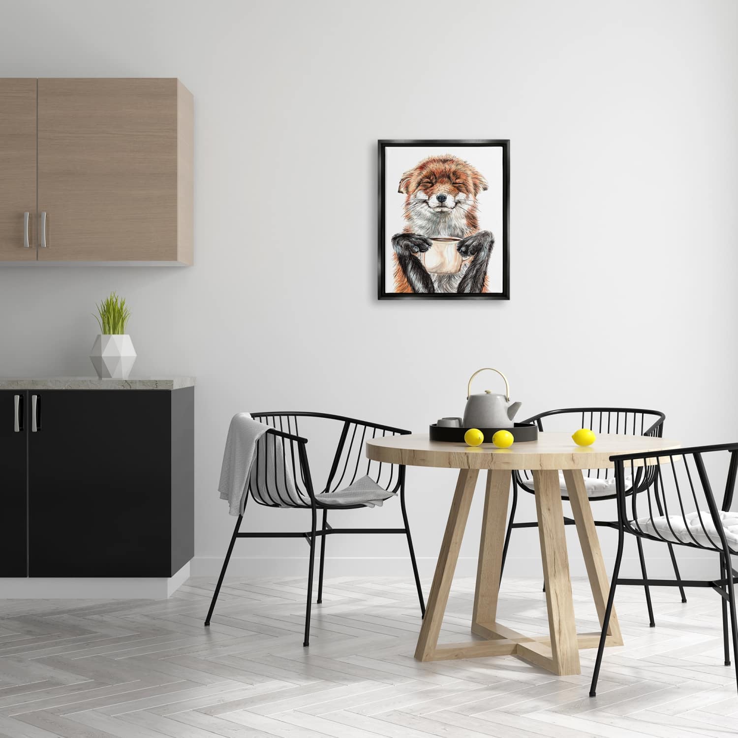 Stupell Industries Happy Fox with Coffee Floater Framed Art