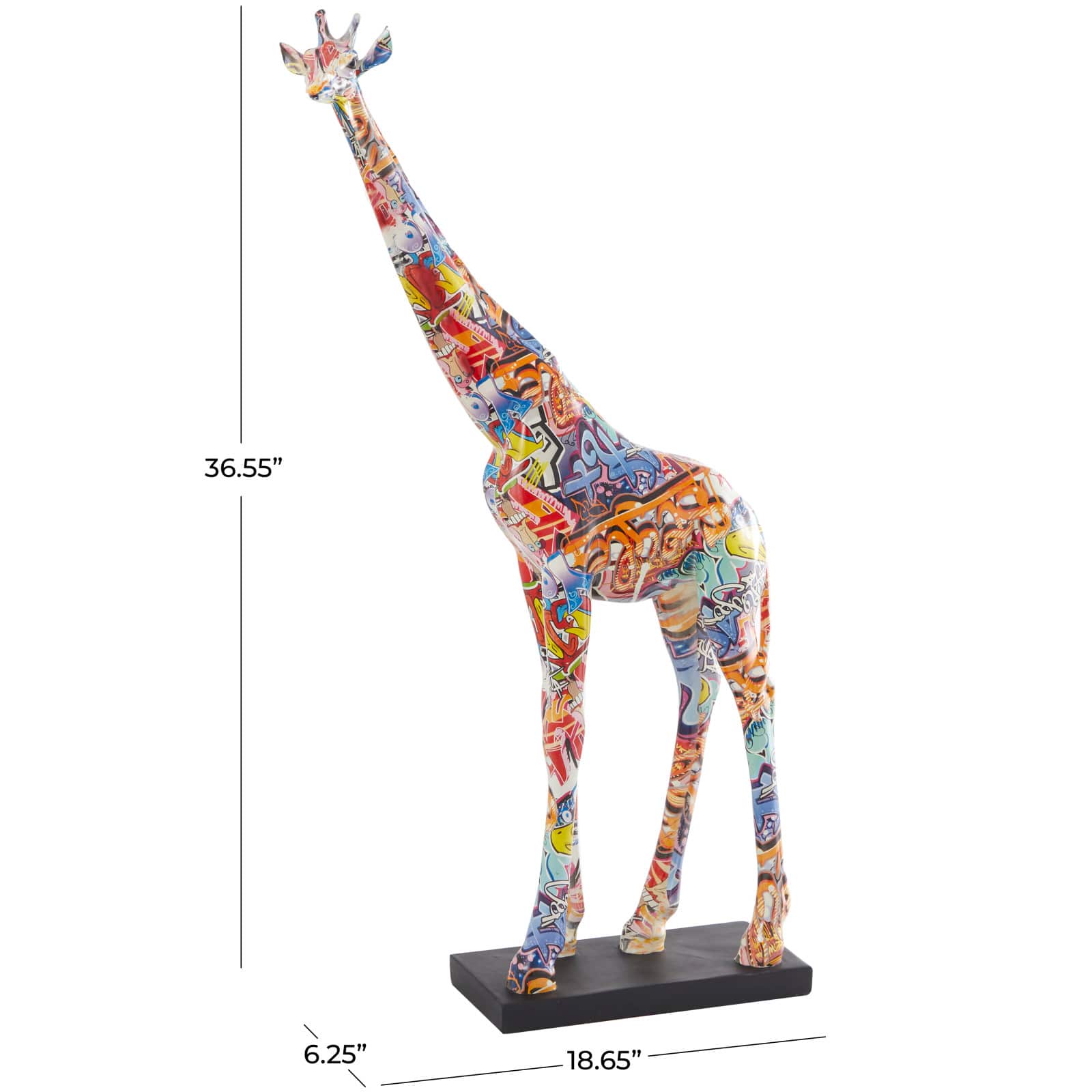 36.5" Multicolor Graffiti Giraffe Sculpture