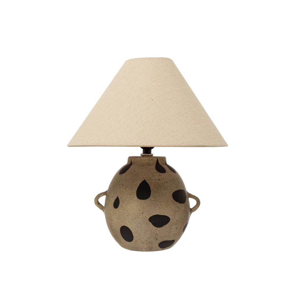 Hello Honey&#xAE; 15&#x22; Hand-Painted Terra-cotta Table Lamp with Dots and Fabric Shade