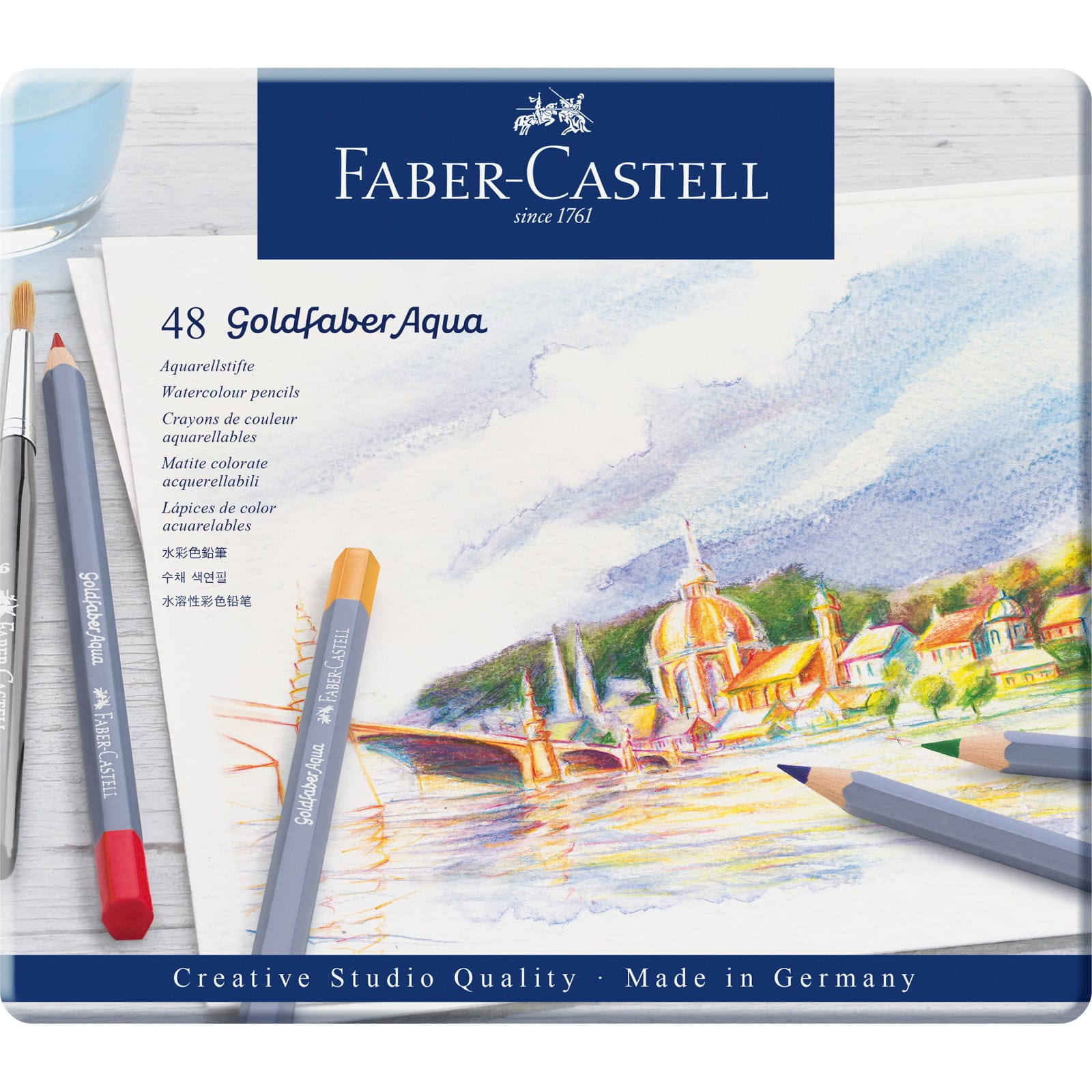 Faber-Castell&#xAE; Goldfaber Aqua 48 Color Watercolor Pencil Tin Set