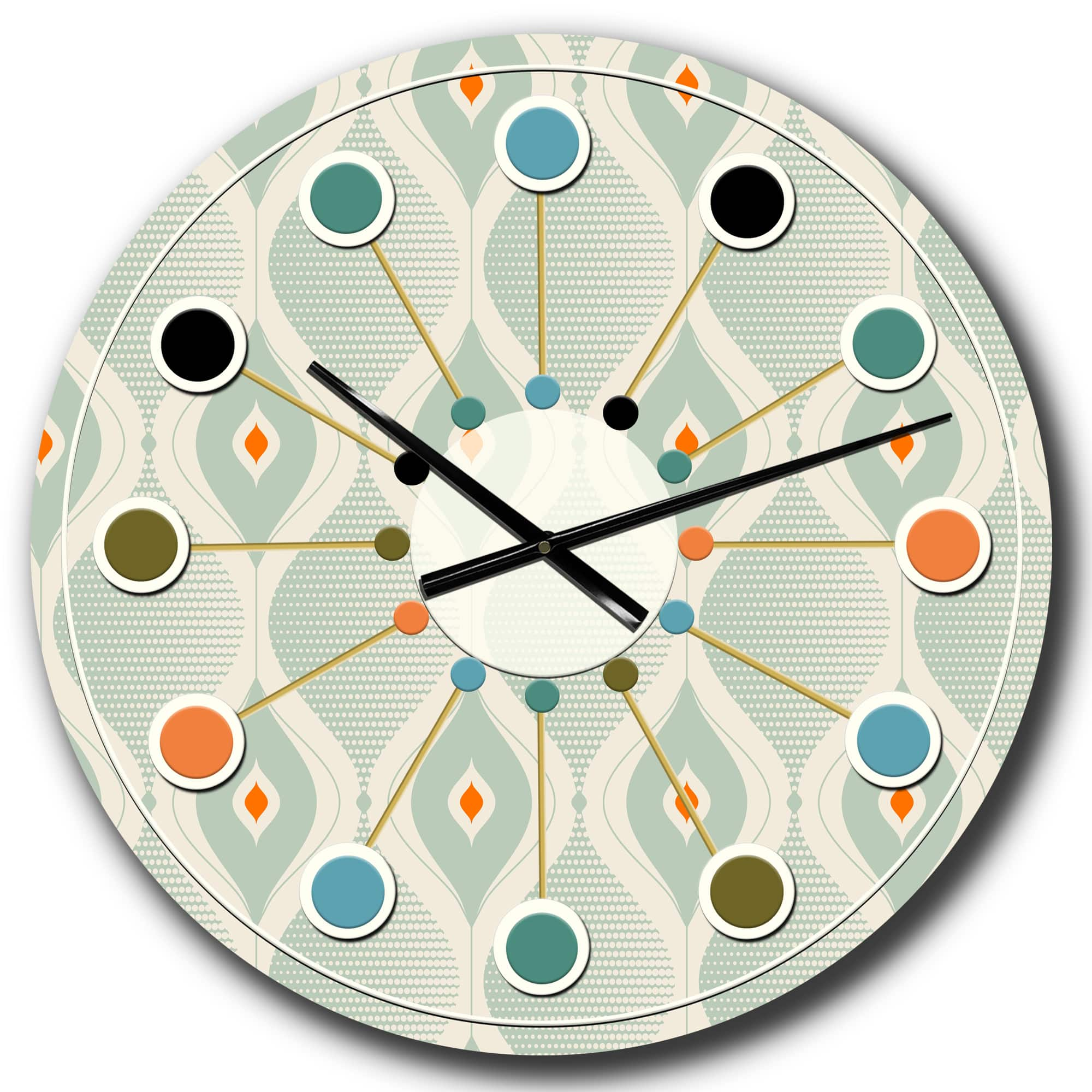 Designart &#x27;Retro Abstract Drops X Mid-Century Modern Wall Clock