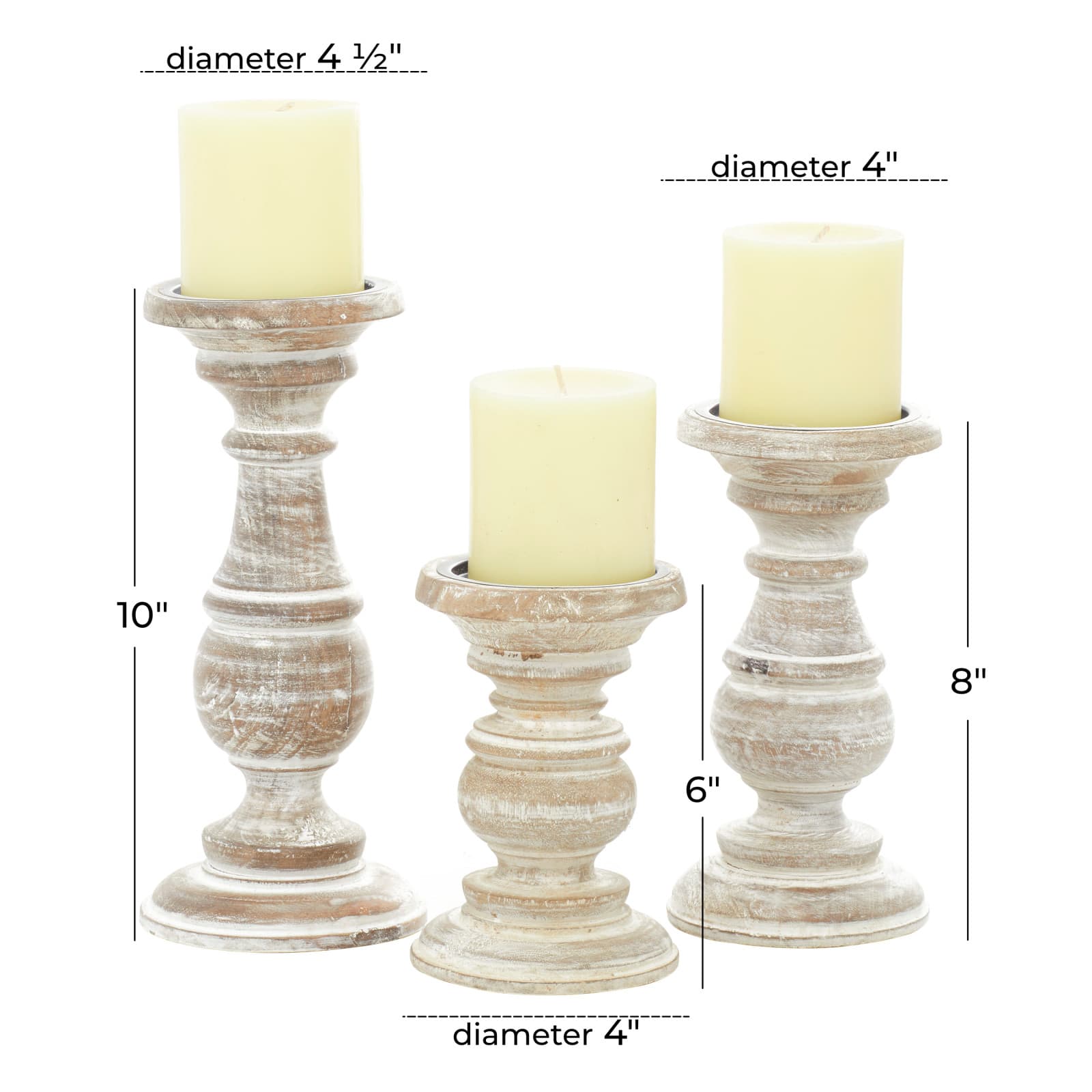 Mango Wood Traditional Candle Holder Set