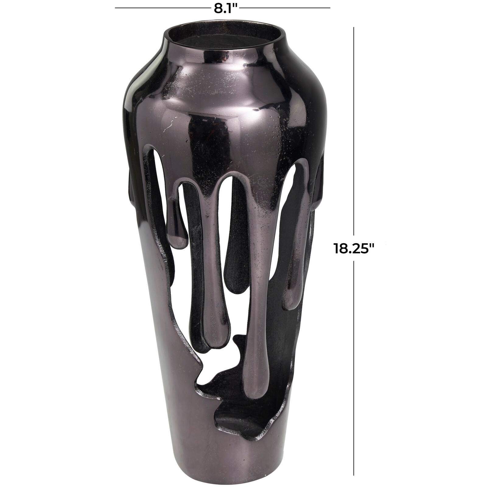 19" Black Aluminum Drip Vase with Melting Designed Body