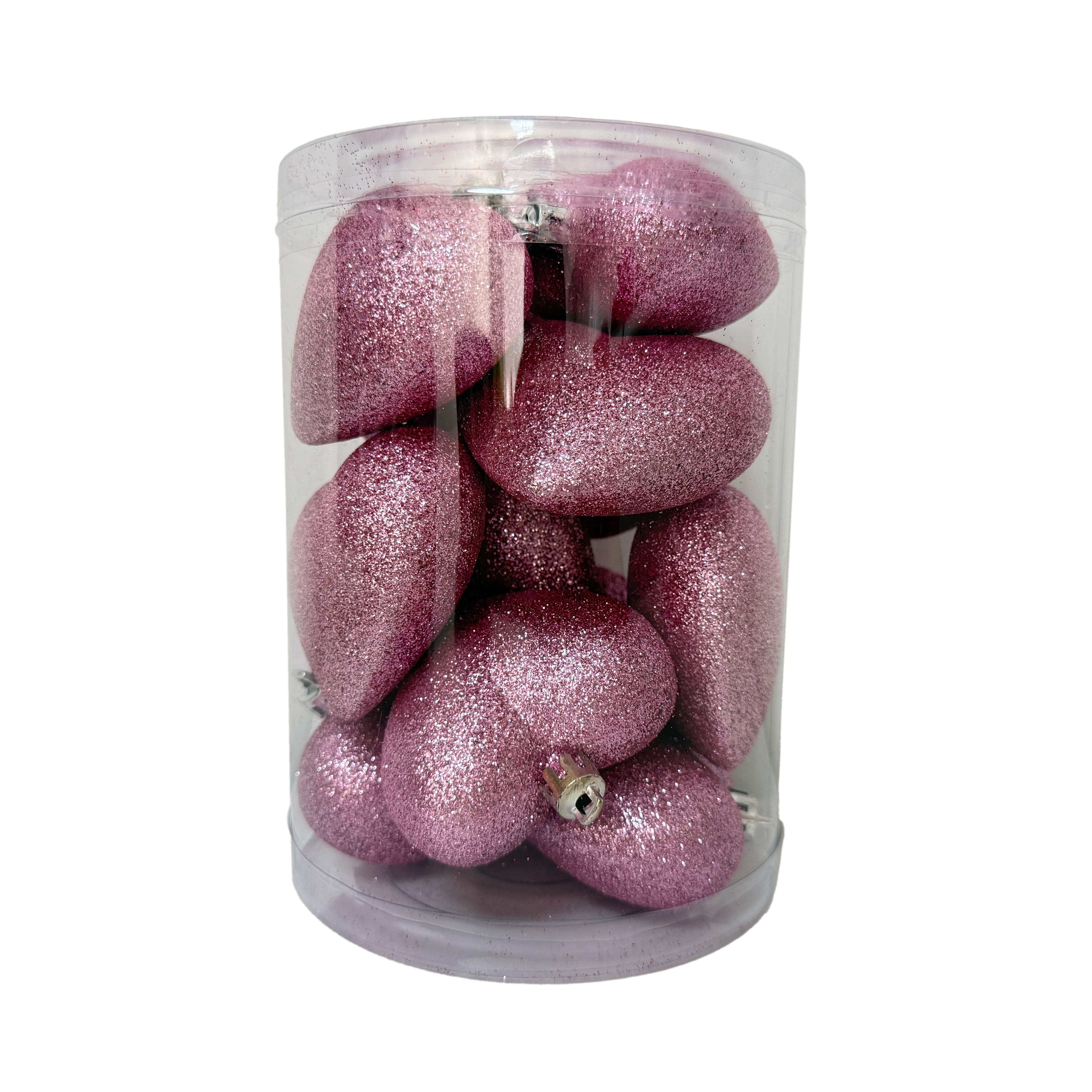 12 Pack Pink Glitter Heart Ornaments by Celebrate It™
