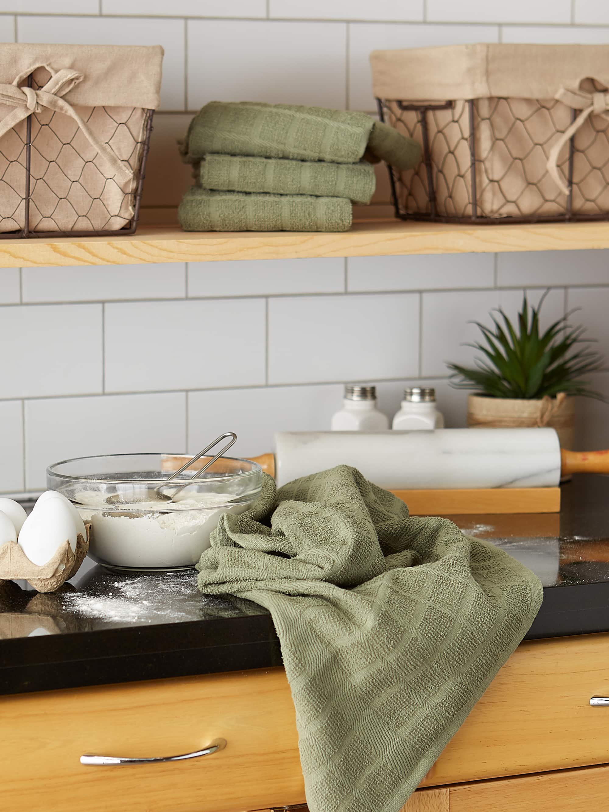 DII® Solid Windowpane Terry Dishtowels, 4ct.