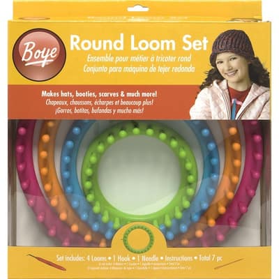 Cousin DIY Easy Knitting Round Loom Set with Hook, Needle, and 4