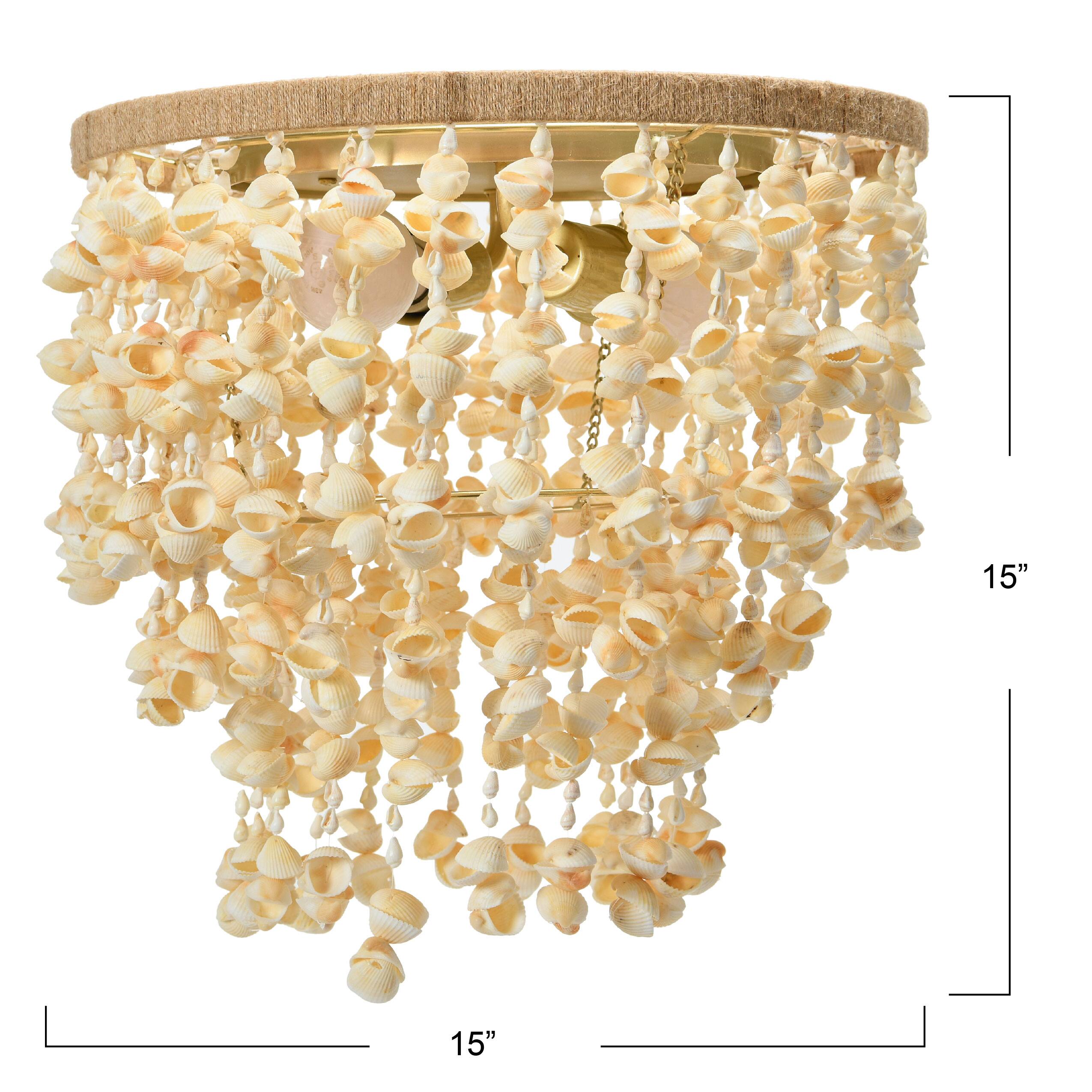 Hello Honey&#xAE; 15&#x22; Round Metal and Shell Flush Mount Ceiling Light