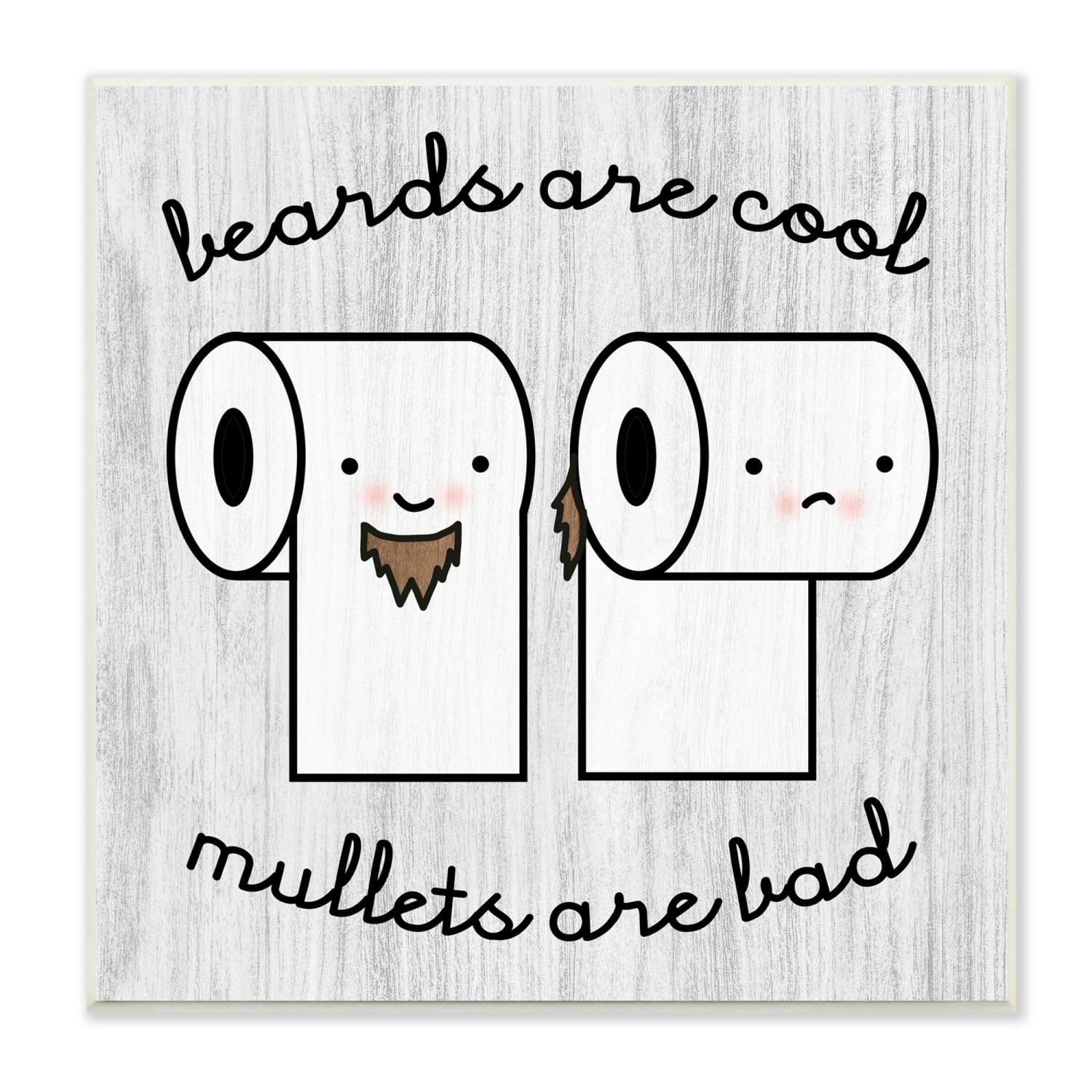 Stupell Industries Beards Vs. Mullets Toilet Paper Bathroom Humor Expression Wall Plaque Art