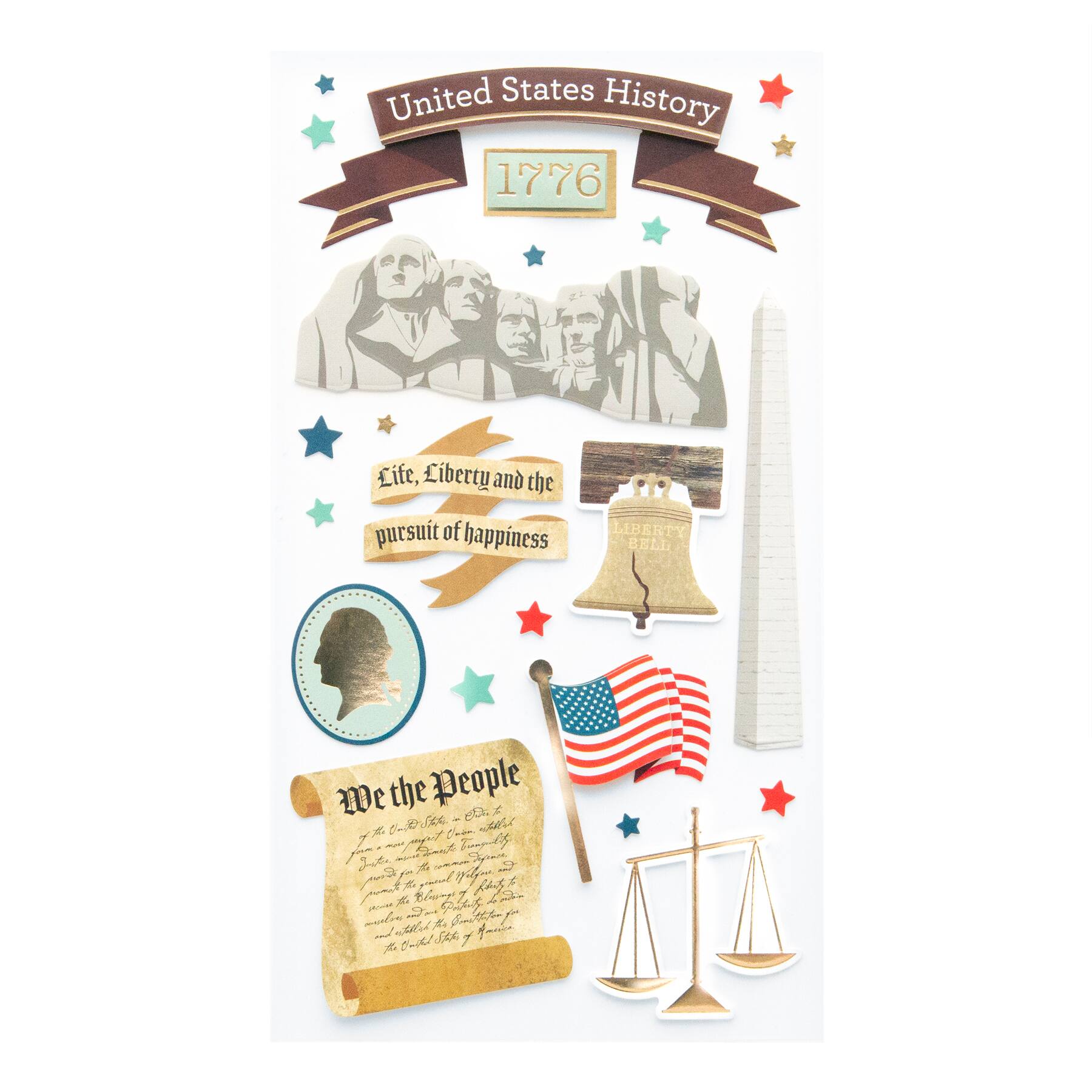12 Pack: U.S. History Dimensional Stickers by Recollections™