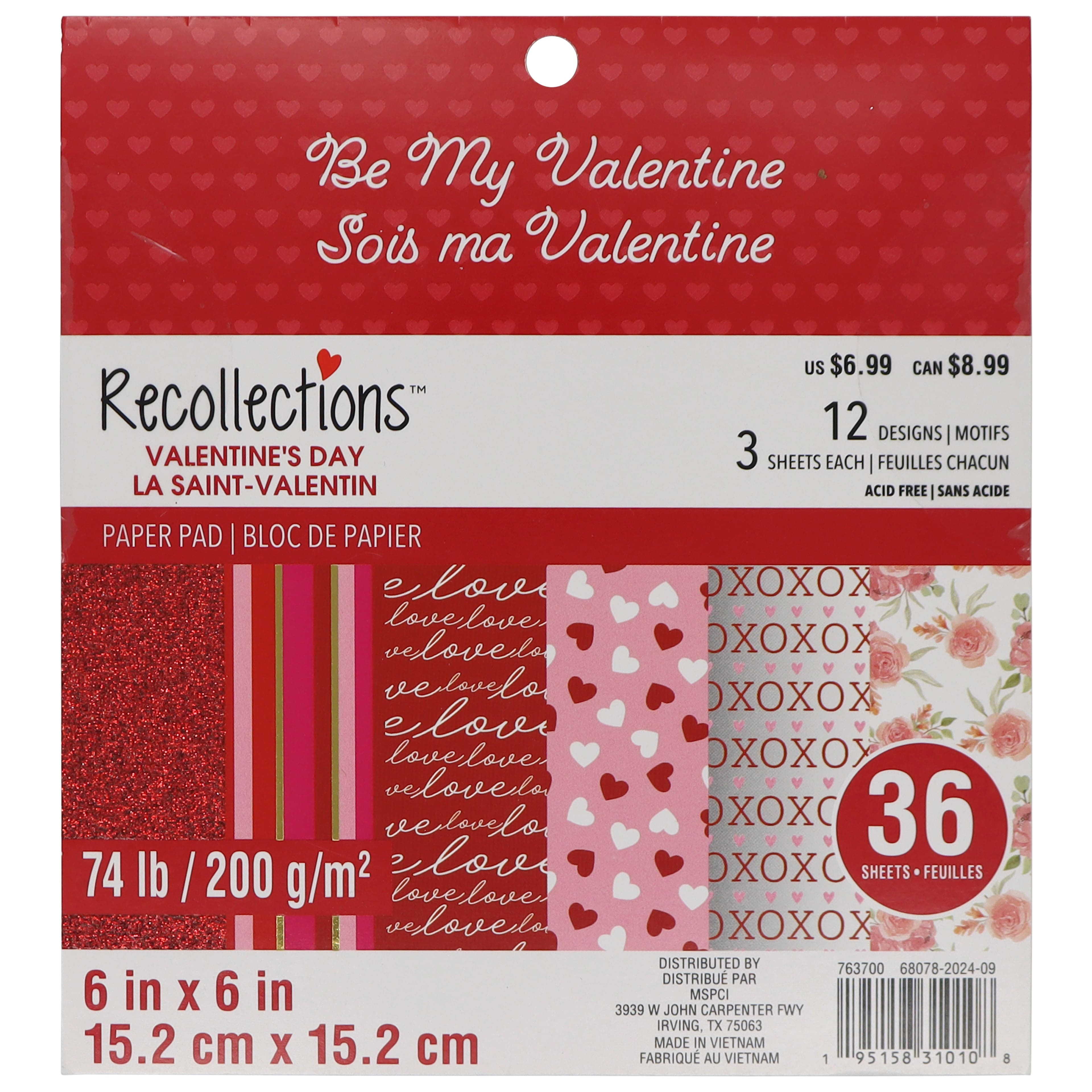 6&#x22; x 6&#x22; Be My Valentine Paper Pad by Recollections&#x2122;, 36 Sheets