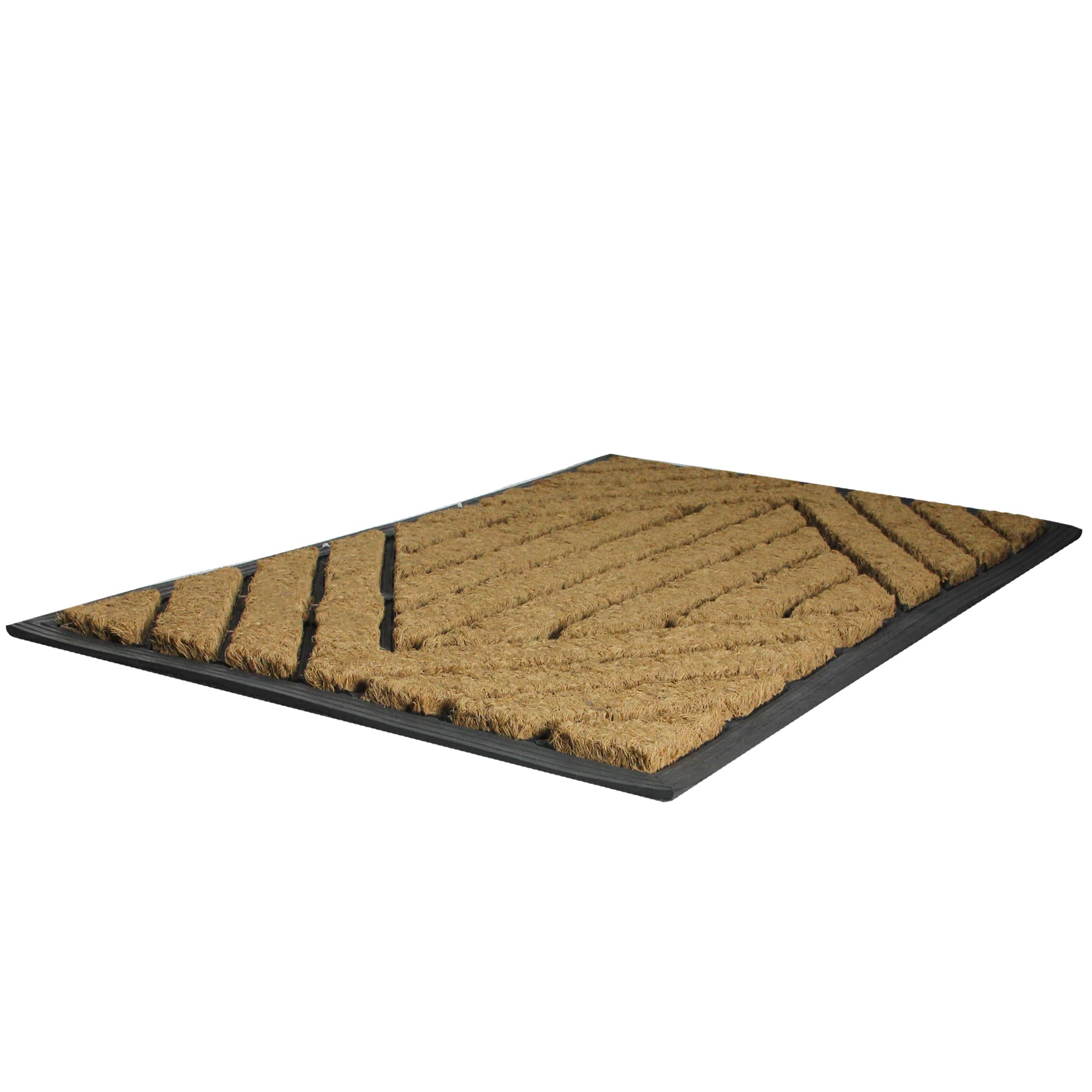 Black Rubber & Coir Outdoor Rectangular Door Mat, 29.5" x 17.5"