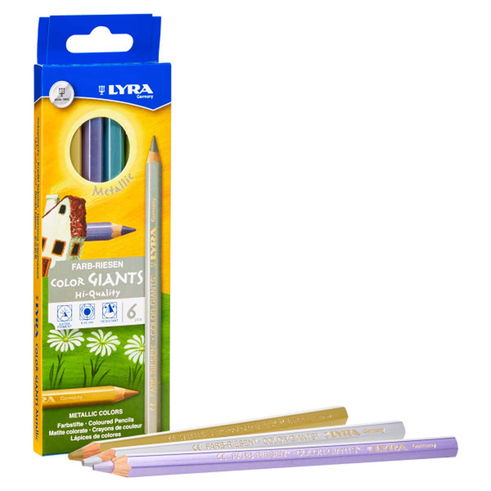Lyra Metallic Color Giant Colored Pencils, 2 Packs of 6