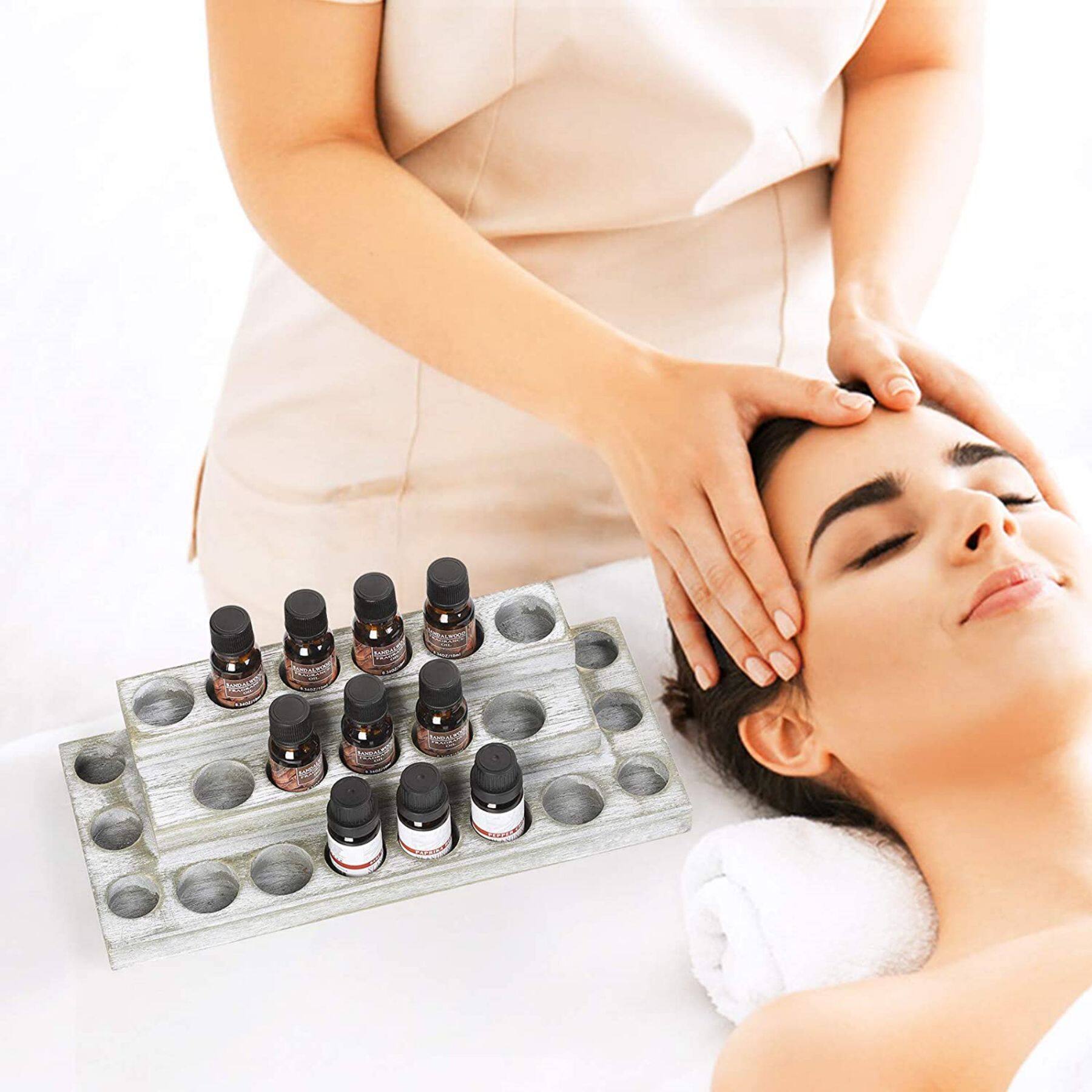 NEX™ Whitewash Essential Oils Storage Rack for 5, 10, 15, and 20mL Bottles