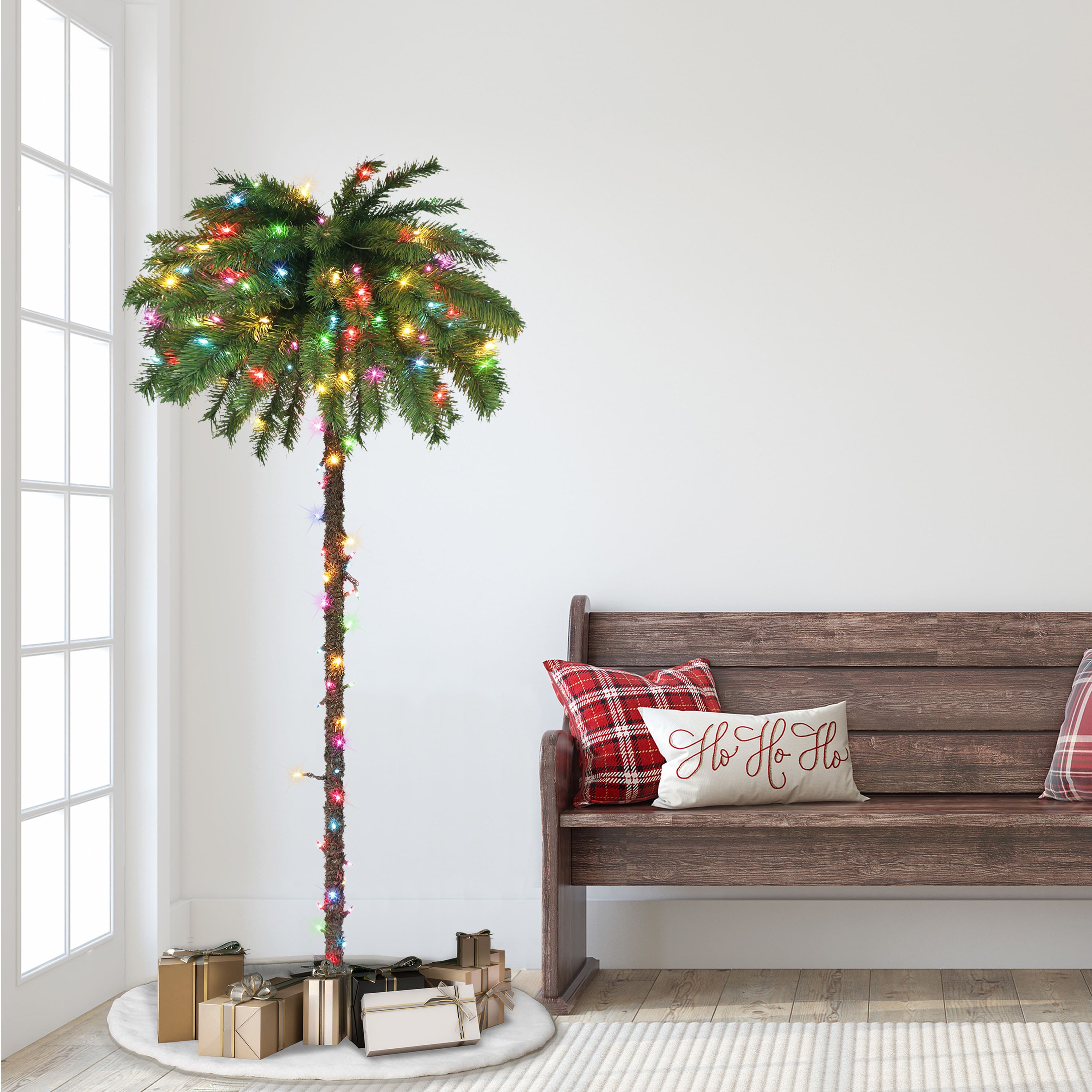 6ft. Pre-Lit Palm Artificial Christmas Tree, Multicolor Lights