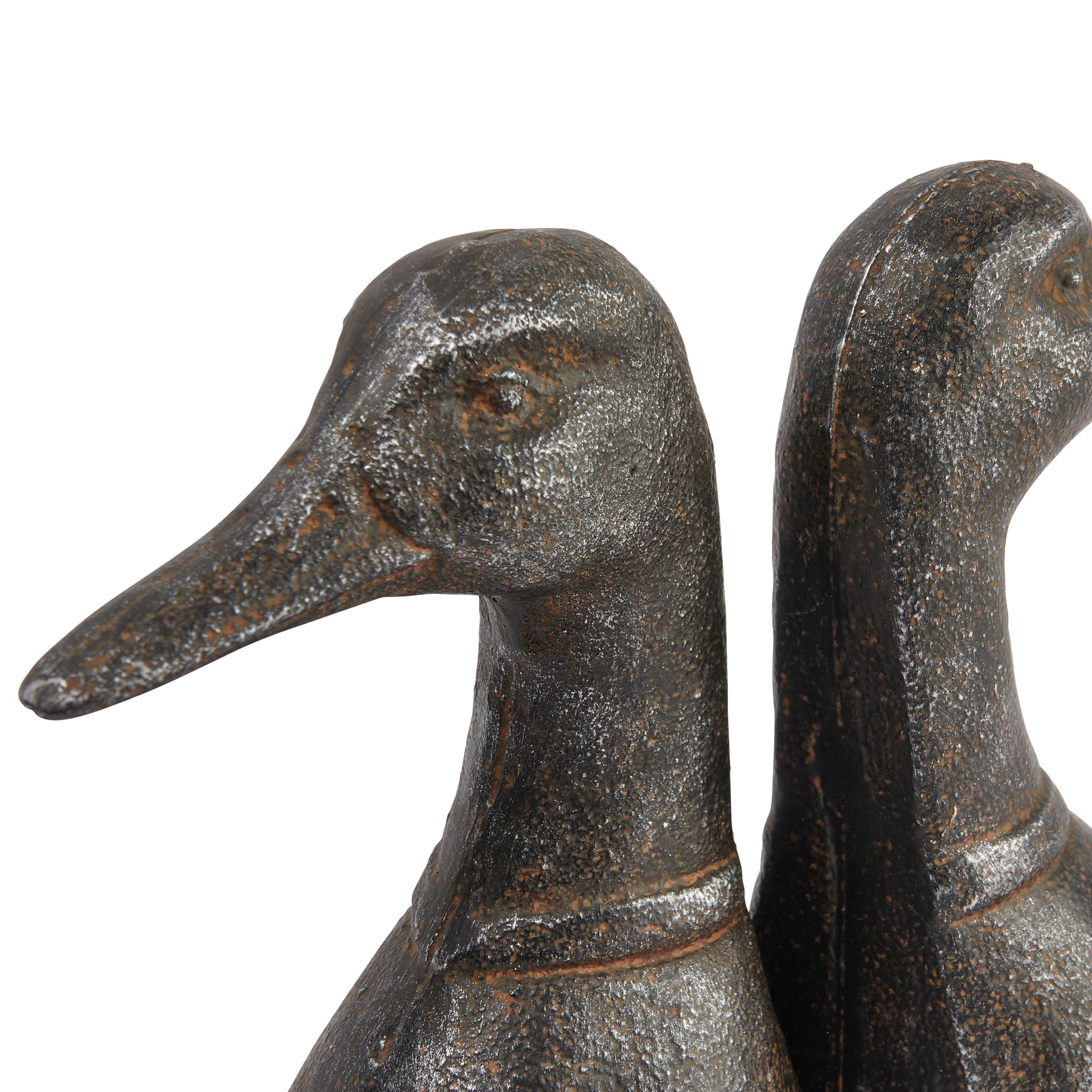 5.8&#x22; Black Iron Duck Bookends Set