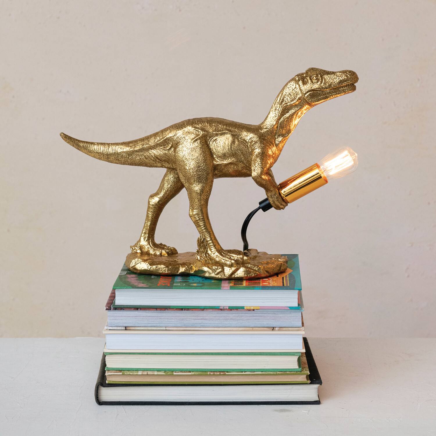 Hello Honey® 15.4" Gold Colored Dinosaur Table Lamp