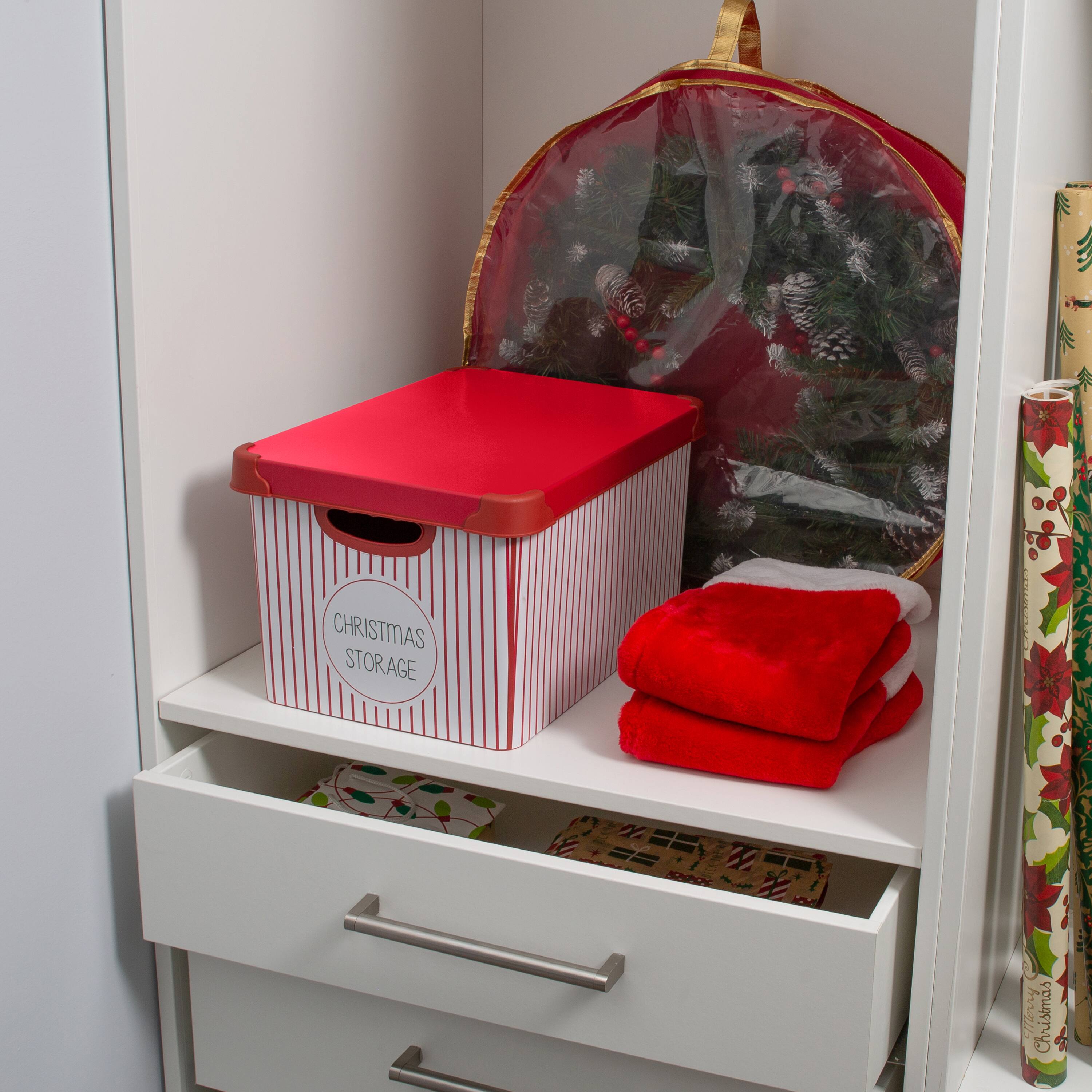 Simplify 15.4" Christmas 60 Ornament Storage Tote Bin with Straps