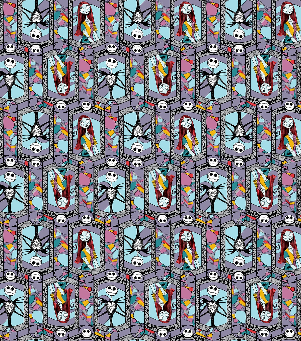 Disney® Nightmare Before Christmas Jack & Sally Stained Glass Fleece Fabric