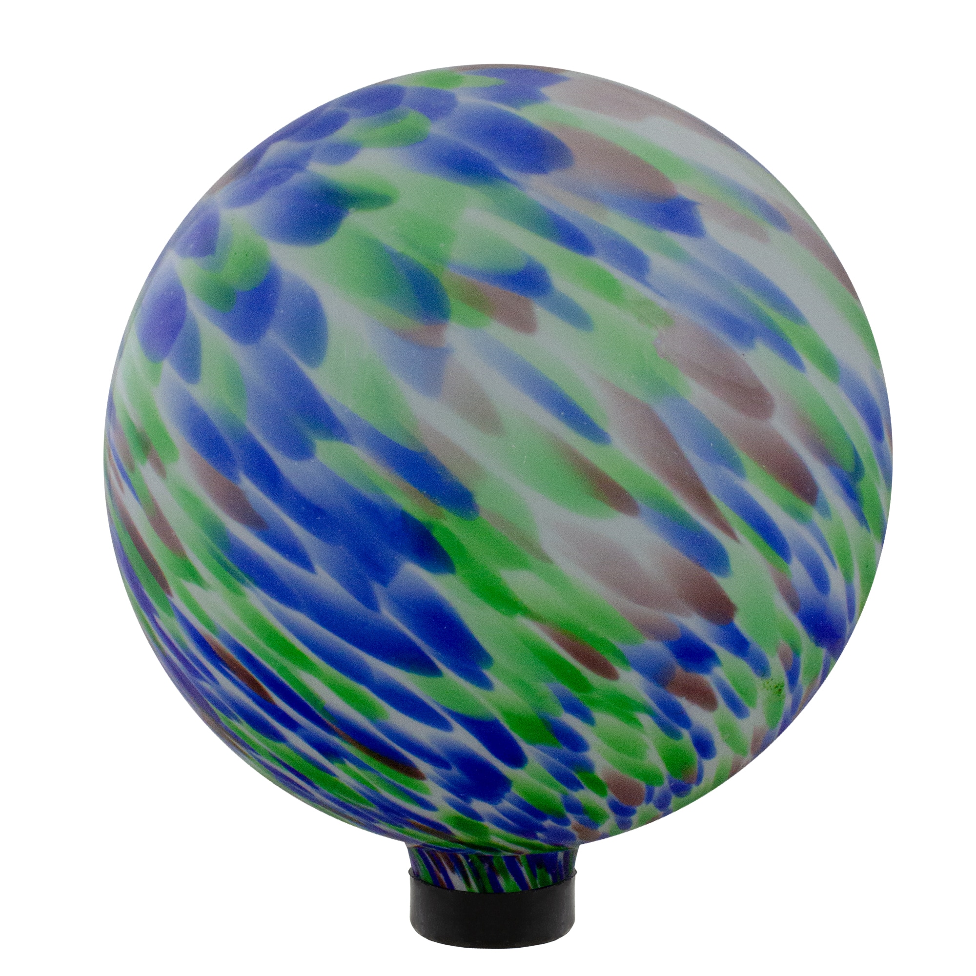 10&#x22; Blue and Green Brush Strokes Glass Garden Gazing Ball