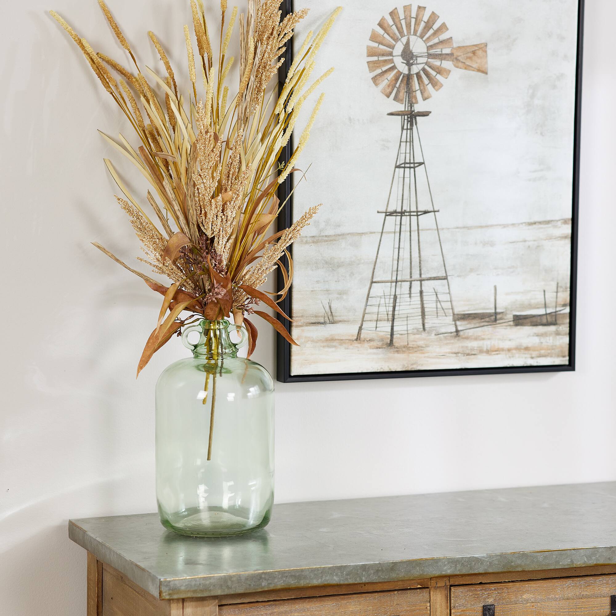 12.25&#x22; Sage Green Glass Jug Vases, 2ct.
