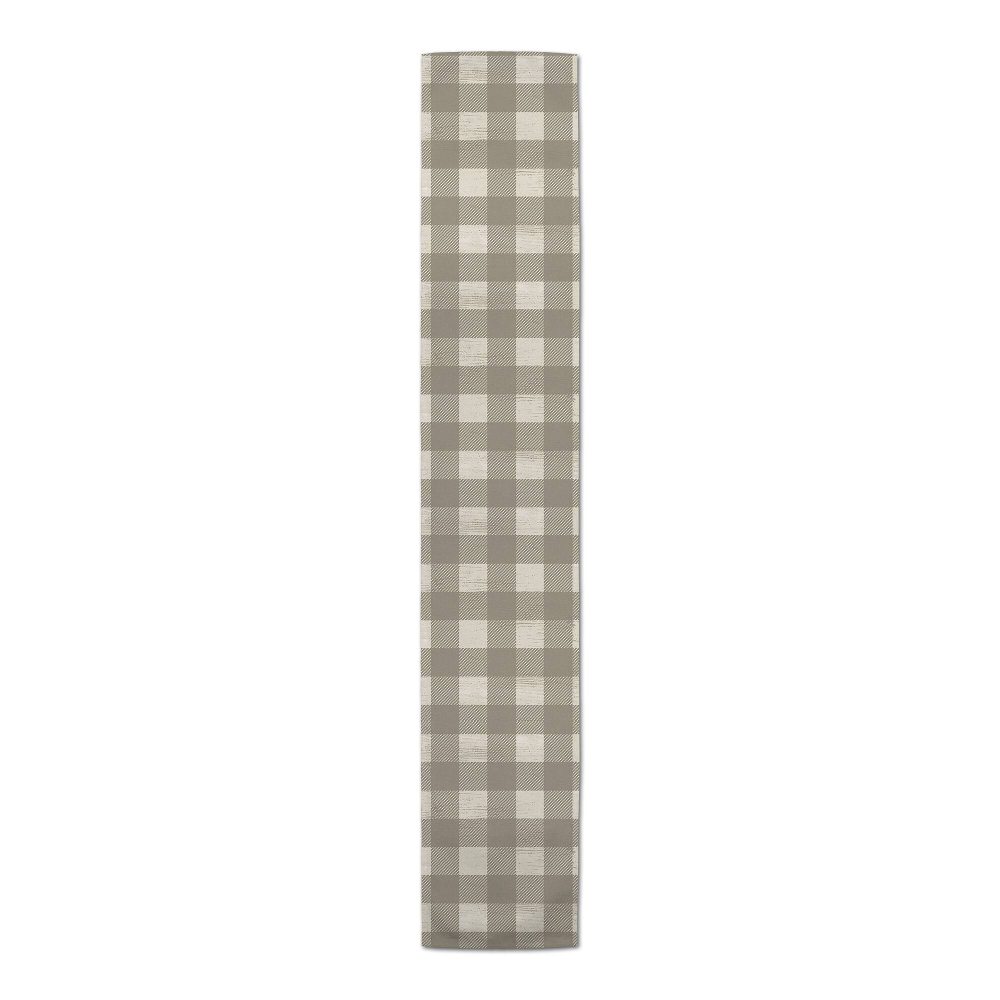 72" Taupe Buffalo Check Cotton Twill Runner